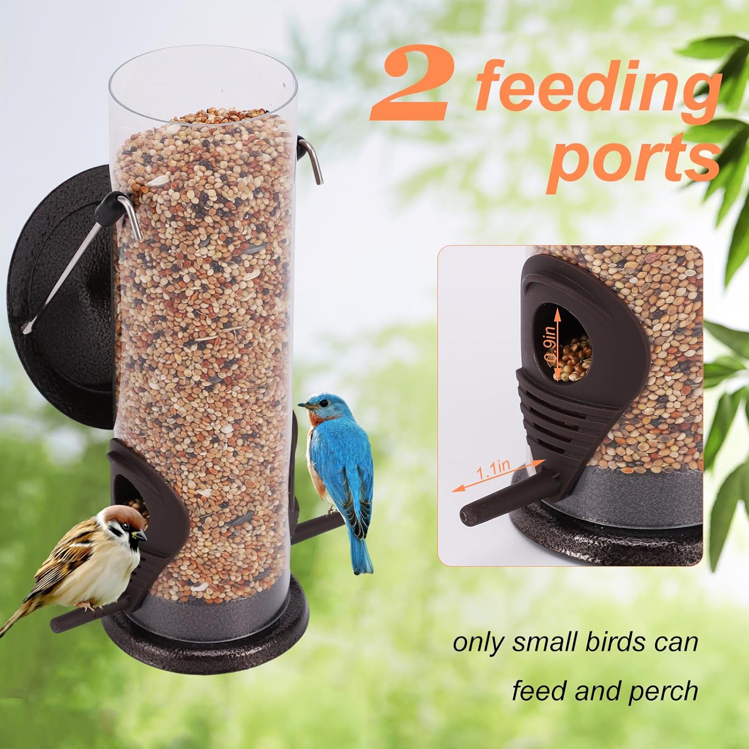 Bird Feeders with 4 Packs Birds Food Outdoors Hanging,Wild Bird Feeder with Hanger Hook Weather Resistant 9 Inches 2 Port(Bird Food is Included) - Happypetzone.online - Image 4