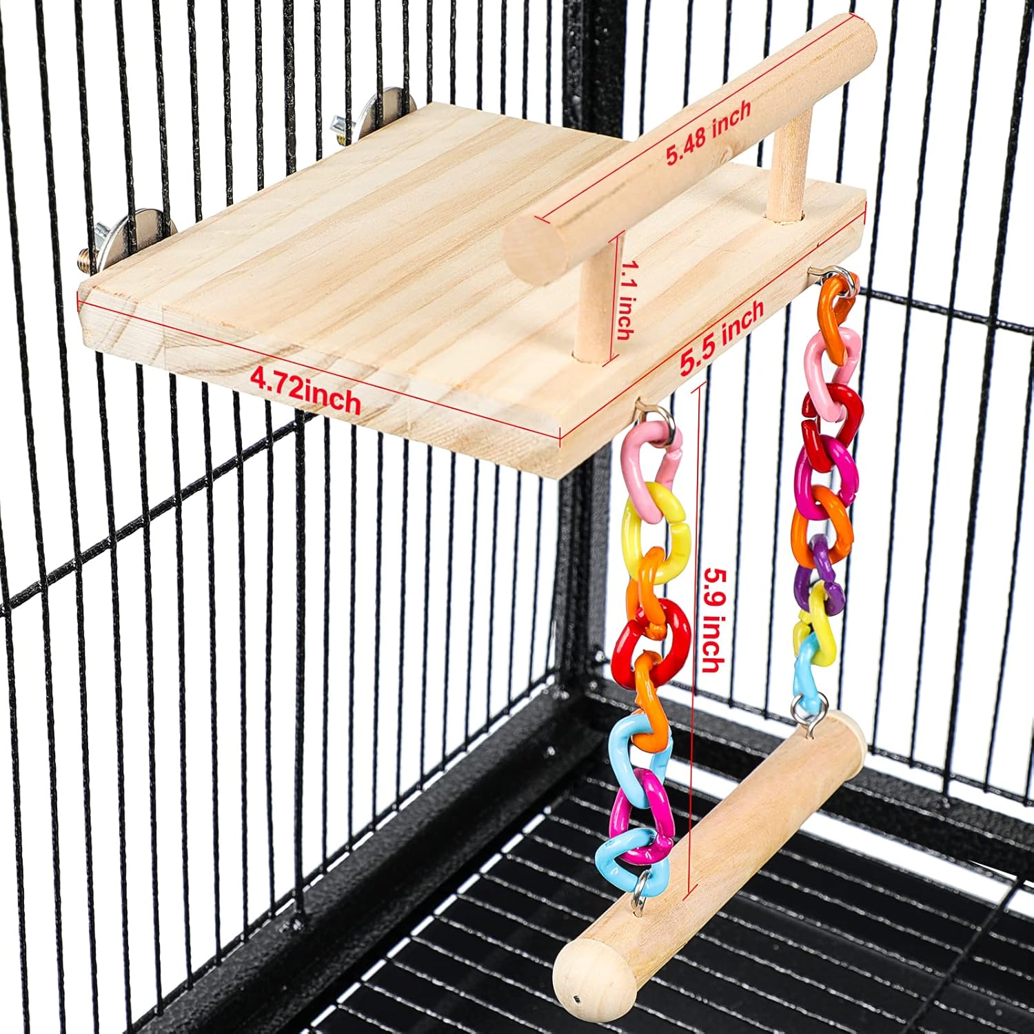 FrgKbTm Bird Perches Cage Toys Parrot Wooden Platform Play Gyms Exercise Stands with Acrylic Wood Swing Ferris Wheel Chewing for Animals Green Cheeks, Baby Lovebird, Chinchilla, Hamster Budgie - Happypetzone.online - Image 7