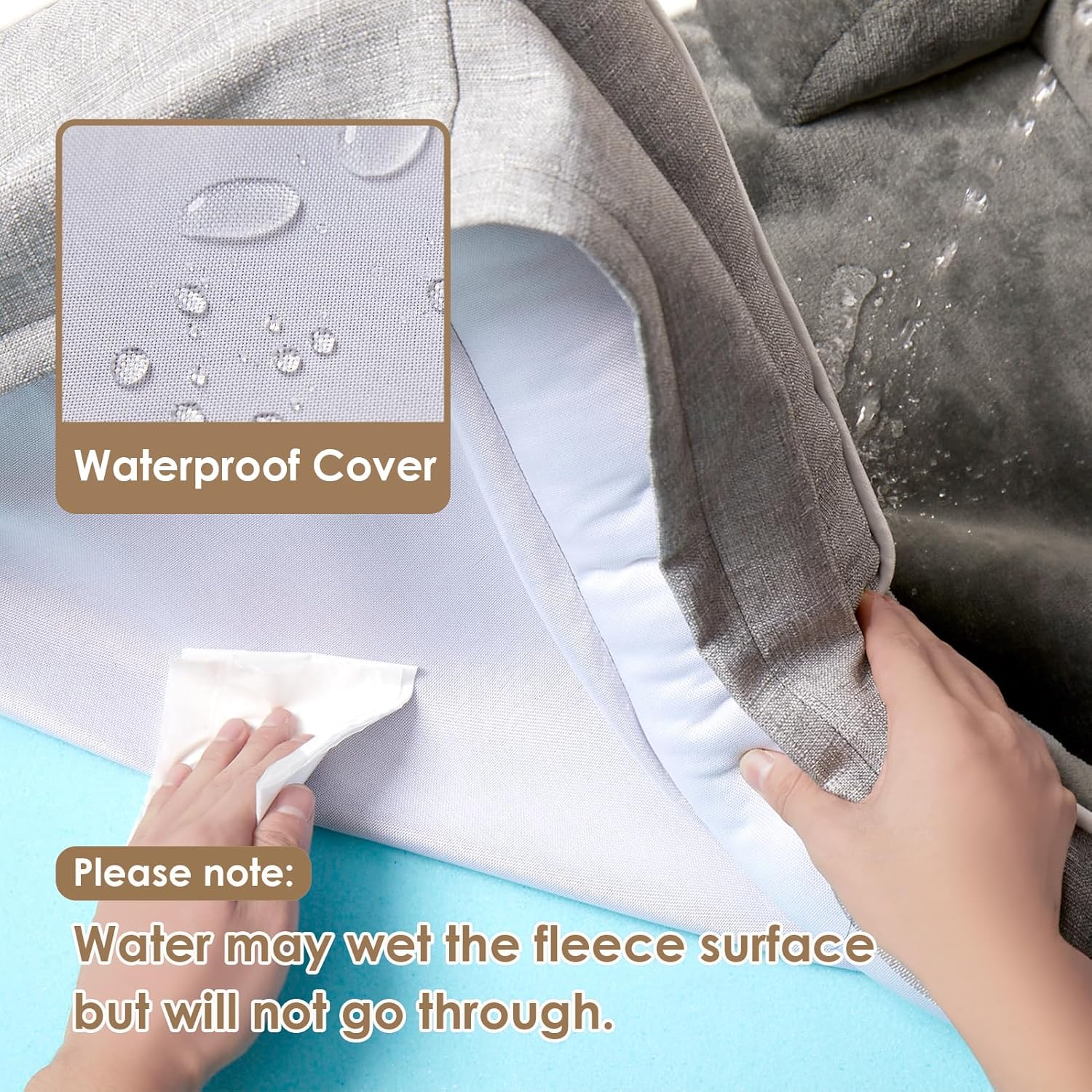EHEYCIGA Orthopedic Dog Beds Large Sized Dog, Waterproof Memory Foam Pet Bed with Sides, Non-Slip Bottom Large Pet Bed with Washable Removable Cover, Grey - Happypetzone.online - Image 4