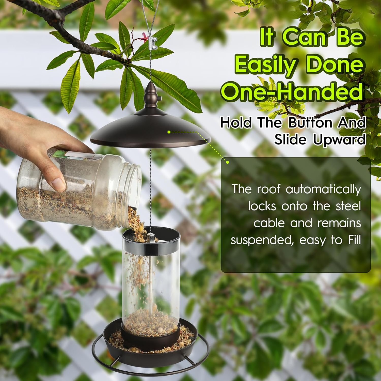 Youvip Metal Roof Bird Feeder - Chew Proof for Outdoor Hanging Wild Bird Seeds. Bronze - Happypetzone.online - Image 3