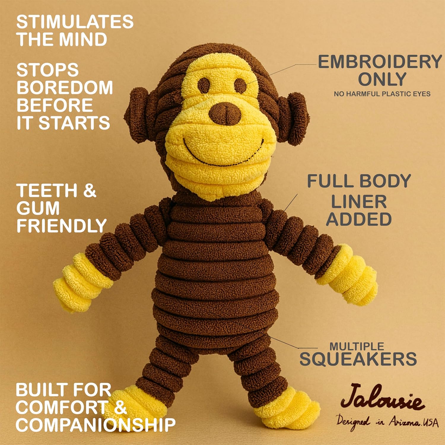 Jalousie Plush Toys Assortment Value Bundle Puppy Pet Mutt Squeak Toy for Medium Large Dogs (5 Pack Corduroy) - Happypetzone.online - Image 4