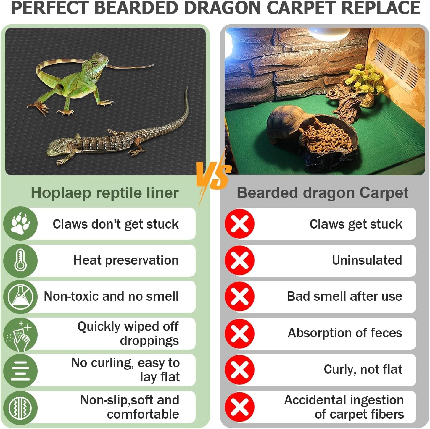120 Gallon Reptile Terrarium Mat Liner, 96" X 24" Bearded Dragon Tank Accessories, Bearded Dragon Substrate flooring for 4x2x2 Reptile Enclosure, Reptile Bedding Carpet for Gecko,Lizard, Black - Happypetzone.online - Image 3