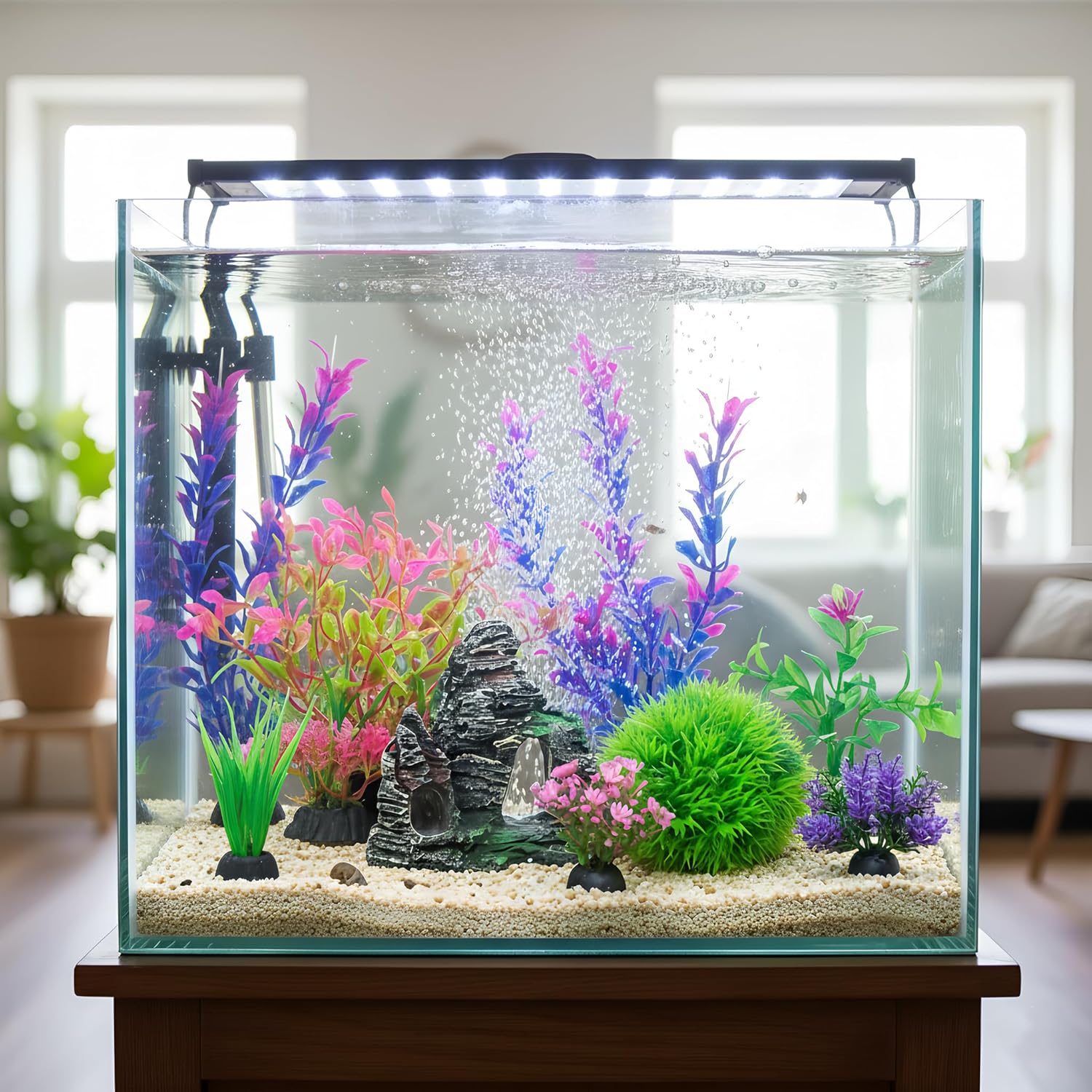 Ameliade Aquarium Artificial Plastic Plants Decorations and Rock Cave Decor Set Goldfish Betta Fish Tank Accessories Small Large Fish Bowl Ornaments - Happypetzone.online - Image 6