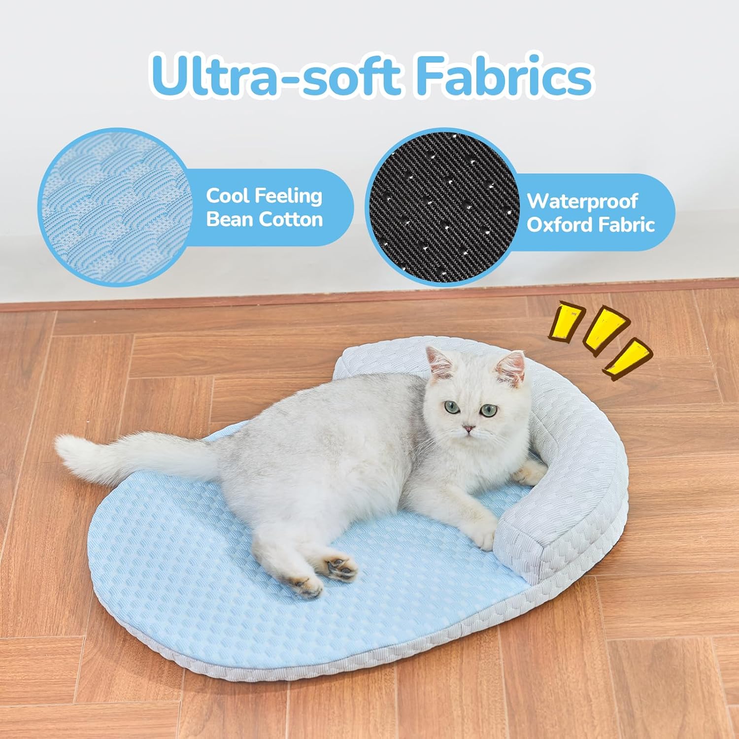 CATISM Cat Cooling Mat - Pet Bed Mat for Cats or Small Dogs, Cat Bed Cat Sleeping Beds with Pillow Soft and Comfortable, Cozy Pad Washable, Non-Slip Bottom Removable - Happypetzone.online - Image 4