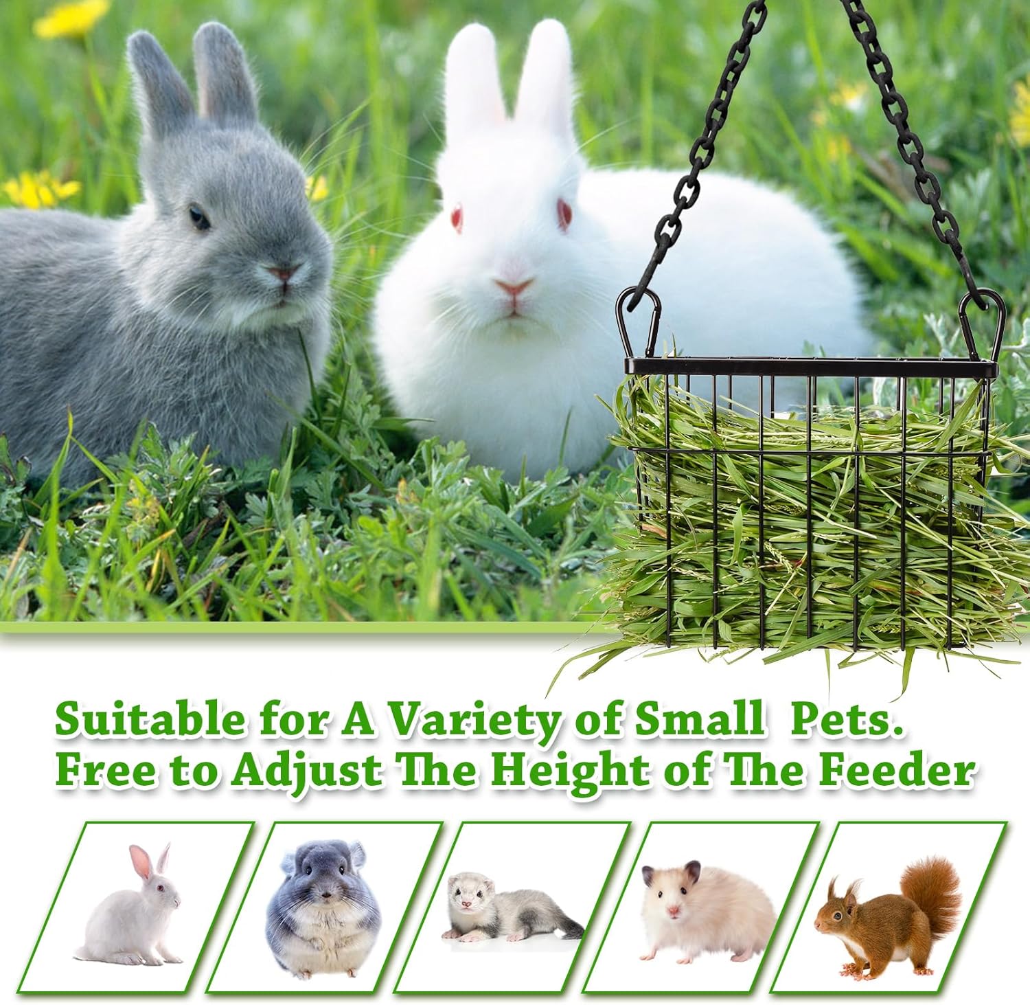 SANGLE SOPFFY Rabbit hay Feeder Small Animal Feeding Set with 350ml Water Bottle, Hay Rack, Pellet Dish for Guinea Pigs, Chinchillas, Bunny- Multifunctional Pellet Food Bowl Dispenser - Happypetzone.online - Image 5
