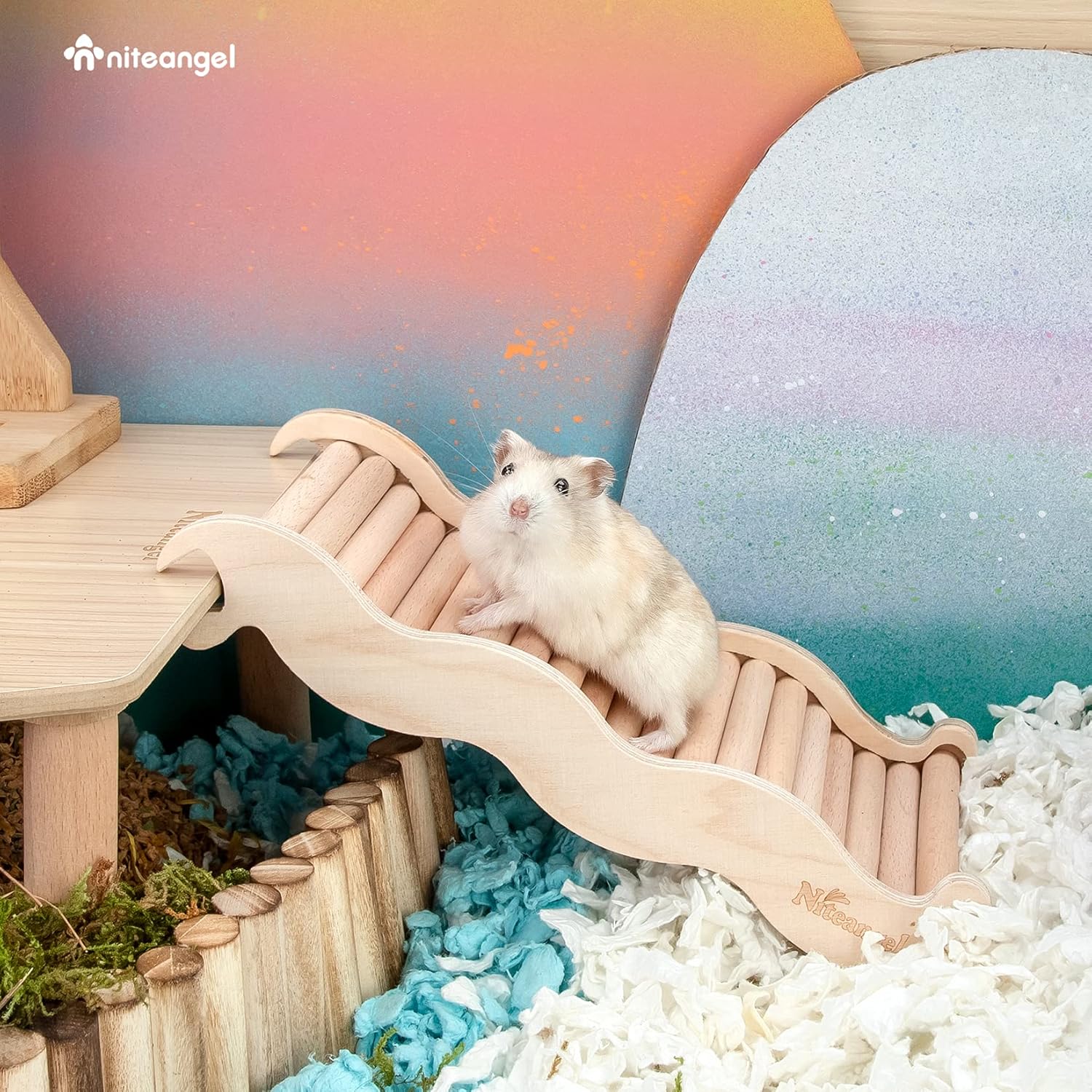 Niteangel Hamster Climbing Toy Wooden Ladder Bridge for Hamsters Gerbils Mice and Small Animals (Medium - 8.26'' L) - Happypetzone.online - Image 2