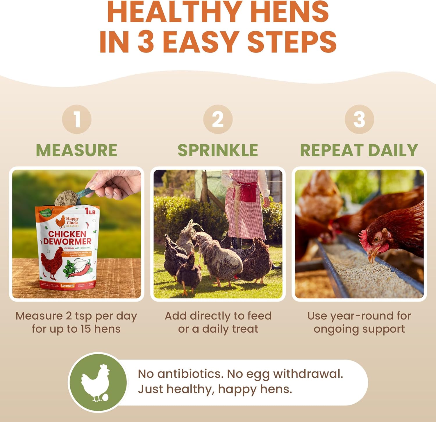 Natural Chicken Dewormer Chili Mix Powder (1 lb) | Herbal Poultry Wormer & Parasite Support for Laying Hens | Egg-Safe Chicken Dewormer for Backyard Flocks | 1 lb Bag - Happypetzone.online - Image 5