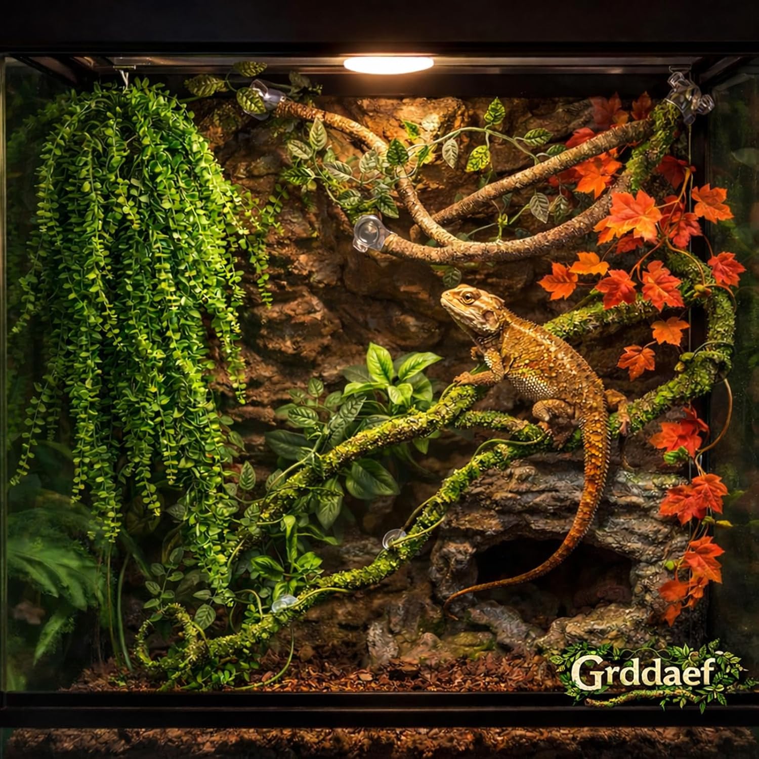 Grddaef Reptile Vines Plants for Terrarium, Flexible Vines Jungle Climbing Branch with Leaves Tank Decor for Snakes Bearded Dragons Geckos Hermit Crabs Lizards Chameleons - Happypetzone.online - Image 5