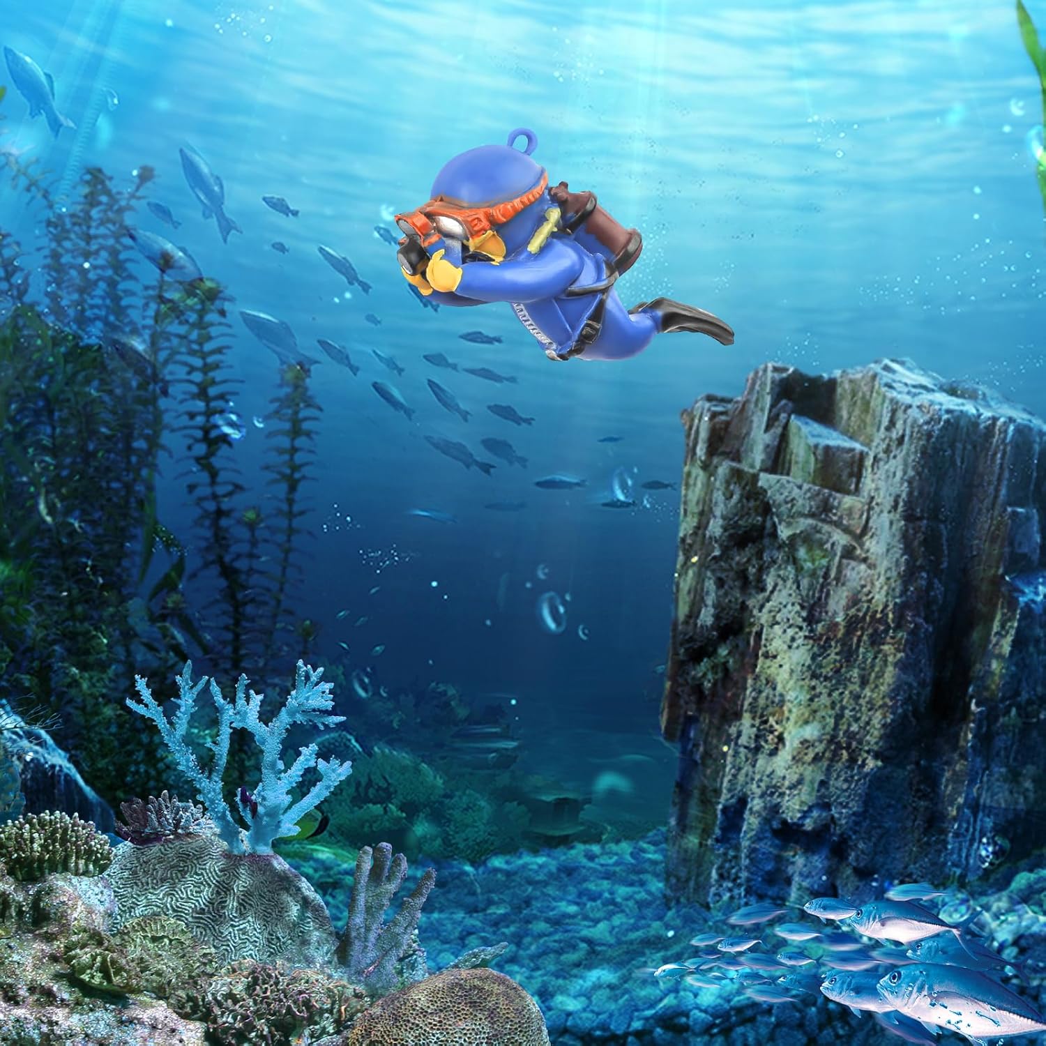 onesimcr Floating Fish Tank Decorations, Aquarium Decorations, Lovely Diver Fish Tank Decorations, Floating Device Fish Tank Accessories,Suitable for All Kinds of Fish Tanks… - Happypetzone.online - Image 7