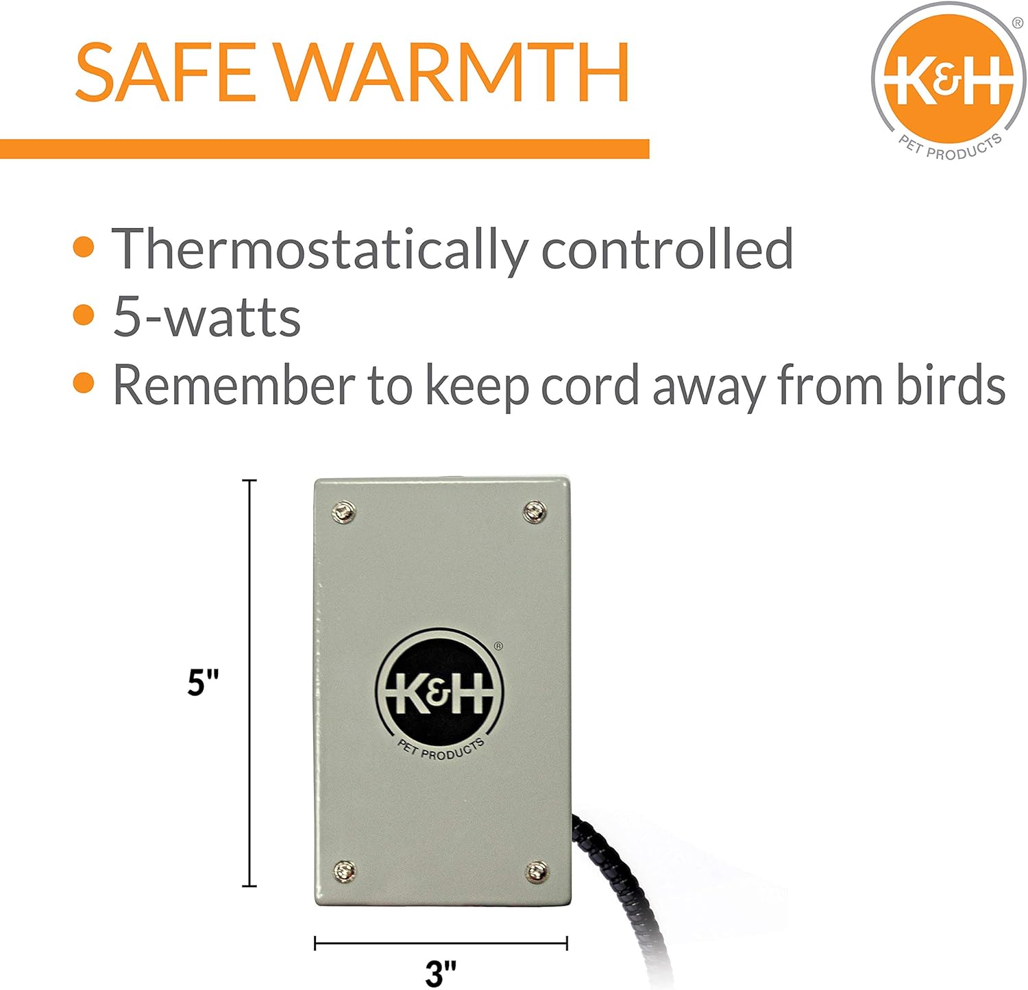 K&H Pet Products Snuggle-Up Bird Cage Heater, Bird Cage Accessory, Exotic Avian Warming Panel for Small Exotics Like Parakeet, Cockatiel, Canary - Small 5 X 3in Gray 12V - Happypetzone.online - Image 2