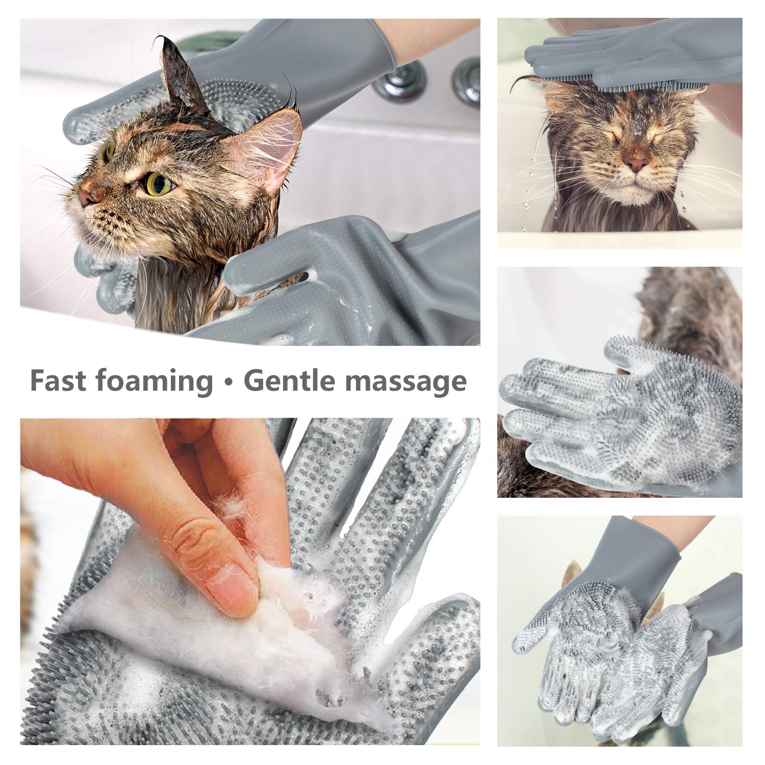 Pet Grooming Gloves - Gentle Dog Bathing Shampoo Brush - Massage Mitt with Enhanced Five Finger Design - Efficient Deshedding Glove for Dogs, Cats, Rabbits and Horses - 1 Pack - Happypetzone.online - Image 5