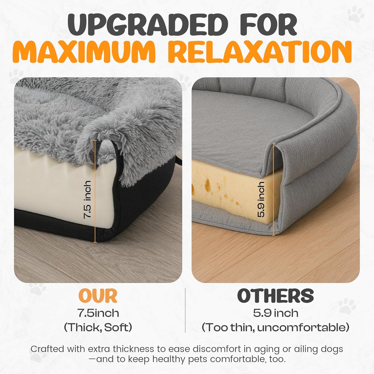 Fluffy Orthopedic Dog Bed for Large & Extra Large Dogs, Calming Plush Sofa Bed with Curved Bolster Support and Egg-Crate Foam Base, 43" Cozy Oval Pet Donut Bed with Washable Cover, Gray - Happypetzone.online - Image 6
