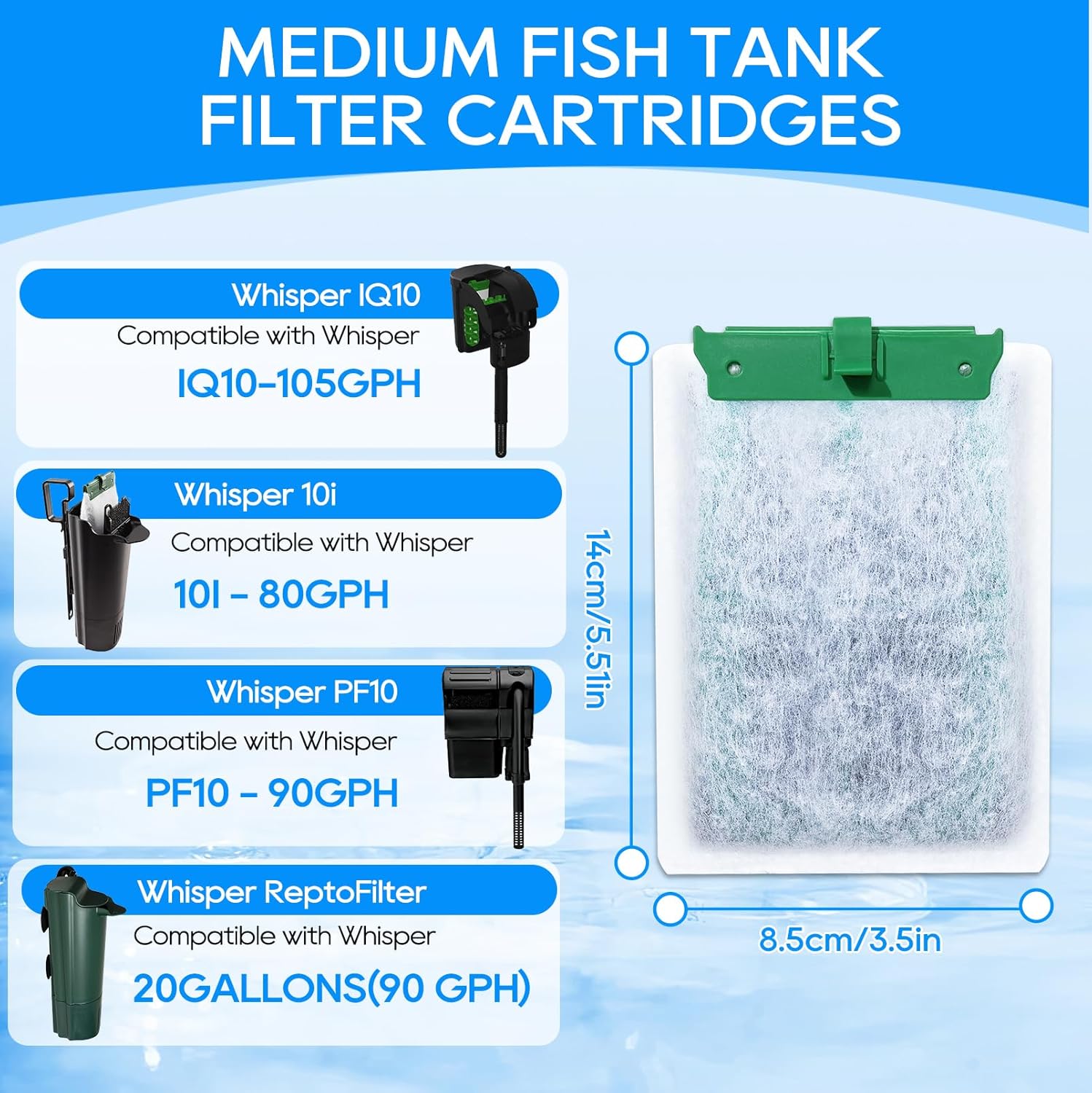 12PCS Medium Filter Cartridges Compatible with Tetra Whisper Bio-Bag Filter Cartridges Medium for 10i IQ10 PF10, Fish Tank Aquarium Filter Cartridges Compatible with Tetra Whisper Filter - Happypetzone.online - Image 2