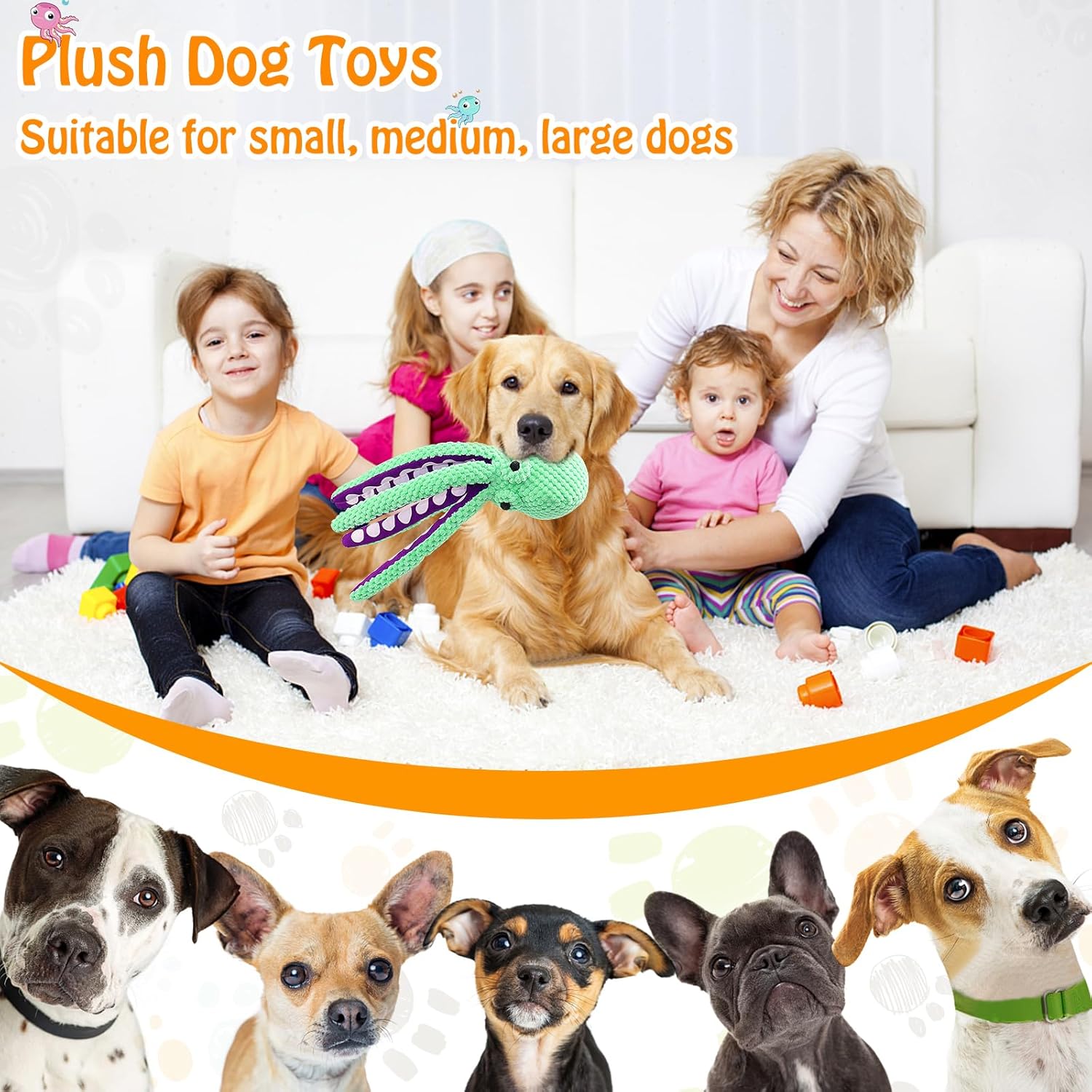 Fuufome Large Squeaky Dog Toys- Plush Dog Toys with Soft Fabric for Small, Medium, and Large Dogs Daily Companionship, Training Reward Gift - Happypetzone.online - Image 2