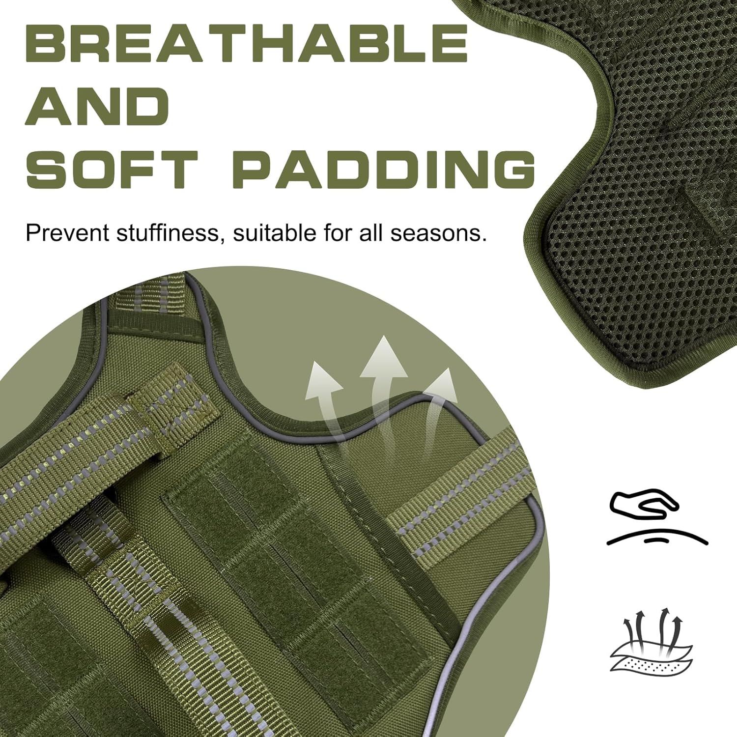 Dog Harness for Large Dogs Heavy Duty, Tactical No Pull Dog Harness with Molle System, Easy On and Off Service Dog Vest, Breathable Padded, Adjustable Reflective Pet Vest for Walking Hiking Training - Happypetzone.online - Image 7