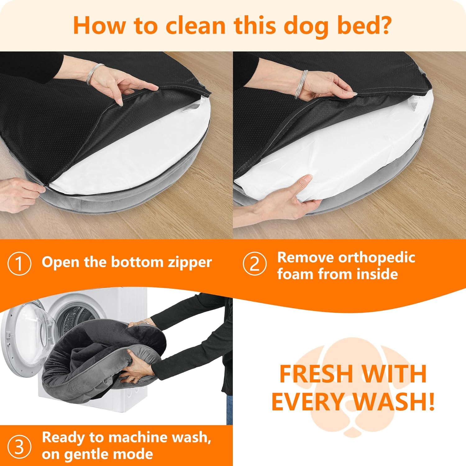 Dwanton Orthopedic Dog Bed for Medium Dogs with Gel Memory Foam, Waterproof Dog Sofa, Washable Pet Bed with Four Sided Bolster Cushion, Removable Cover & Non-Slip Bottom, 36", Dark Gray - Happypetzone.online - Image 7