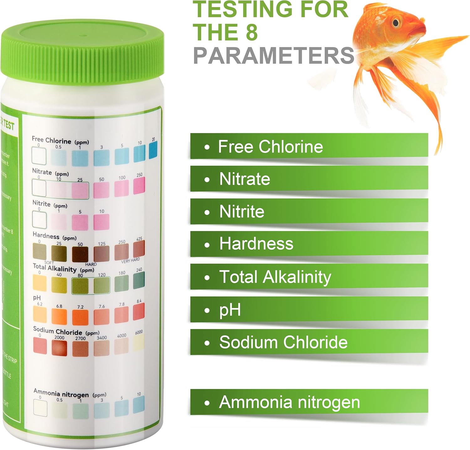 AAwipes 8-in-1 Aquarium Test Kit (150 Strips) for Freshwater & Saltwater - Quick & Accurate Water Testing for Aquariums & Ponds. Tests Free Chlorine, Hardness, pH, Ammonia Nitrogen, etc. (K02-150) - Happypetzone.online - Image 3