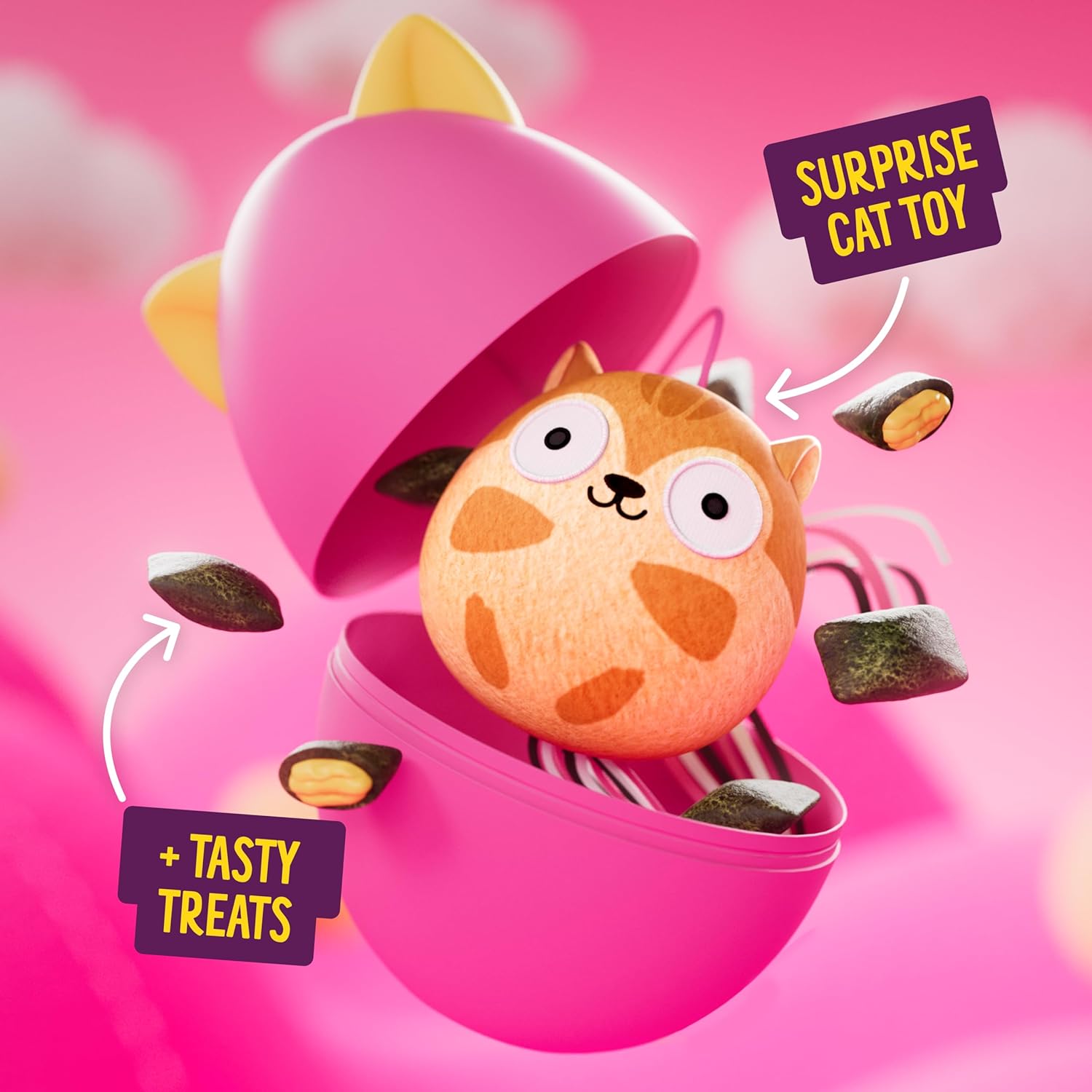 Bonkers Surprise Catnip Flavor Cat Treats, 60g Egg Case with Blind Box Cat Toy (1 of 8 Collectible Toys) - Happypetzone.online - Image 2