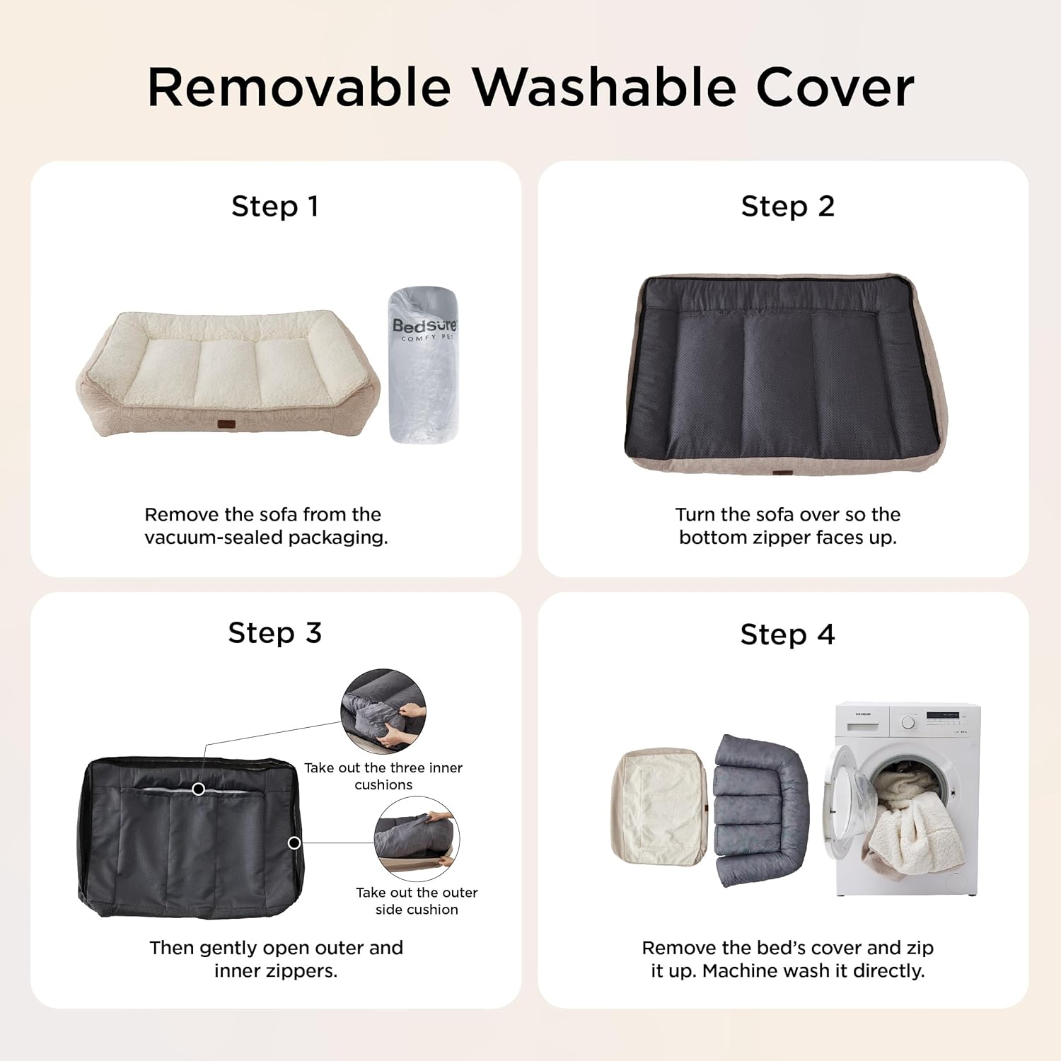 Bedsure SupportMax™ XL Orthopedic Dog Beds Large Sized Dog - As Seen on TV Extra Thick Supportive Dogs Couch with Waterproof Washable Cover, Extra Large Comfort Pet Sofa with Soft Sherpa, Grey, 42" - Happypetzone.online - Image 9