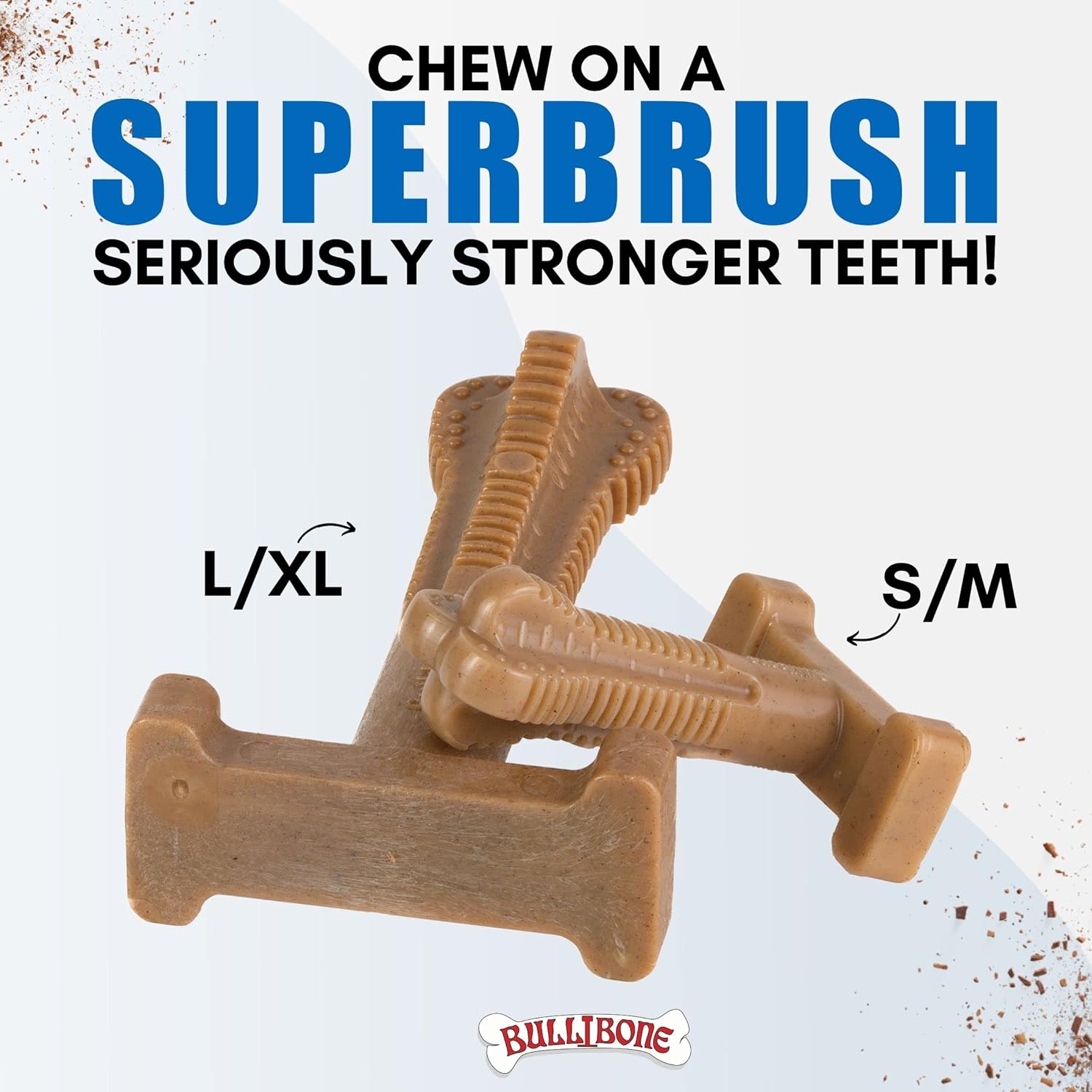 Bullibone SuperBrush Dog Dental Chew Toy for Large Breeds - Long Lasting Nylon Toothbrush Stick for Teeth Cleaning, Rawhide Free, Made in USA, Apple Cinnamon - Happypetzone.online - Image 3