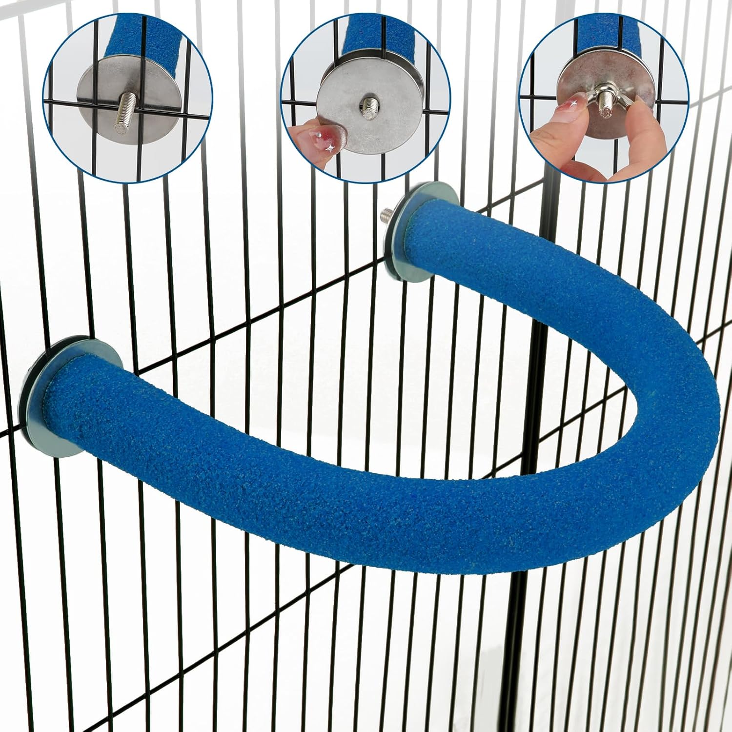 RYPET Parrot Perch Rough-surfaced - Quartz Sands Bird Cage Perches for Medium to Large Bird, U Shape Large - Happypetzone.online - Image 6