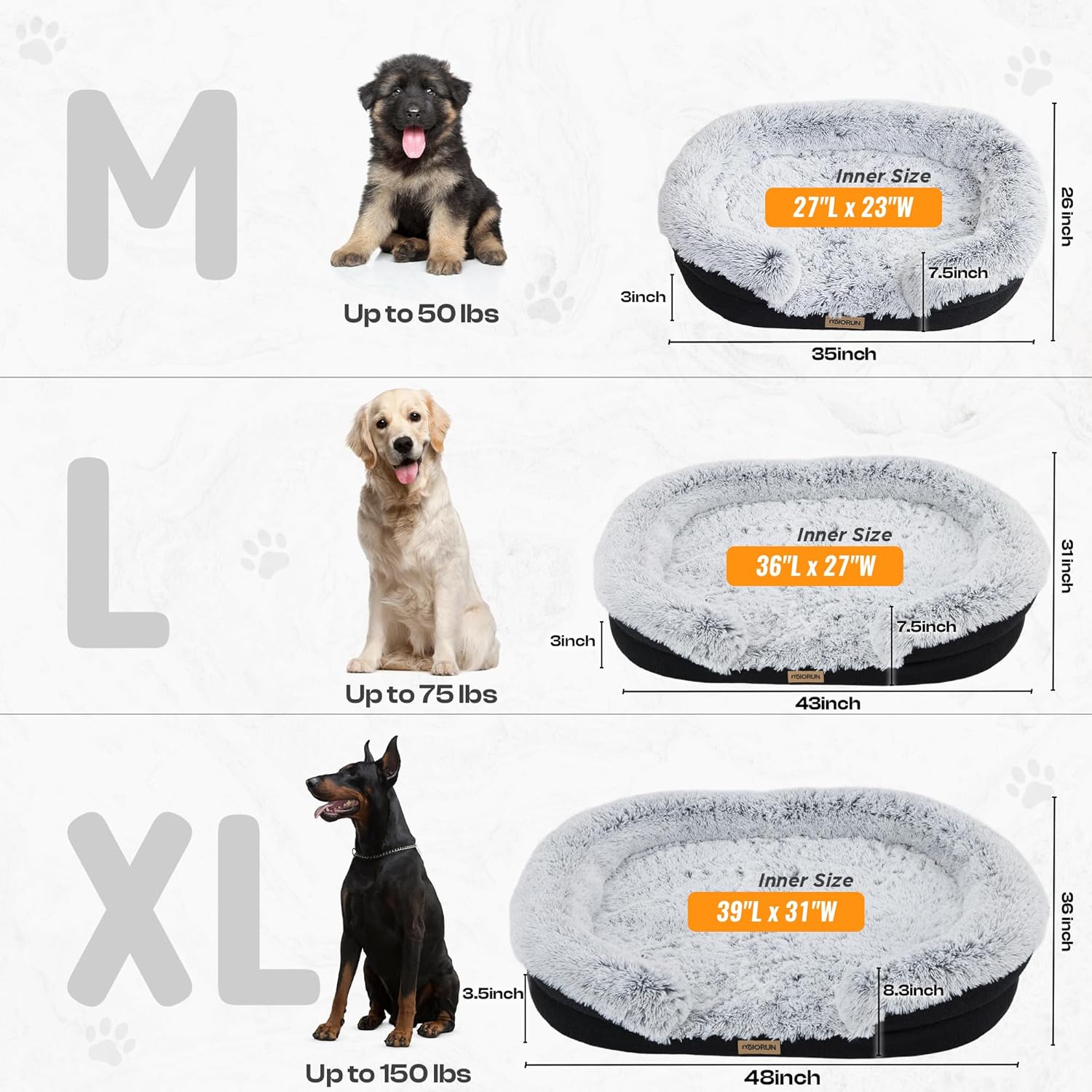 Fluffy Orthopedic Dog Bed for Large & Extra Large Dogs, Calming Plush Sofa Bed with Curved Bolster Support and Egg-Crate Foam Base, 43" Cozy Oval Pet Donut Bed with Washable Cover, Gray - Happypetzone.online - Image 9