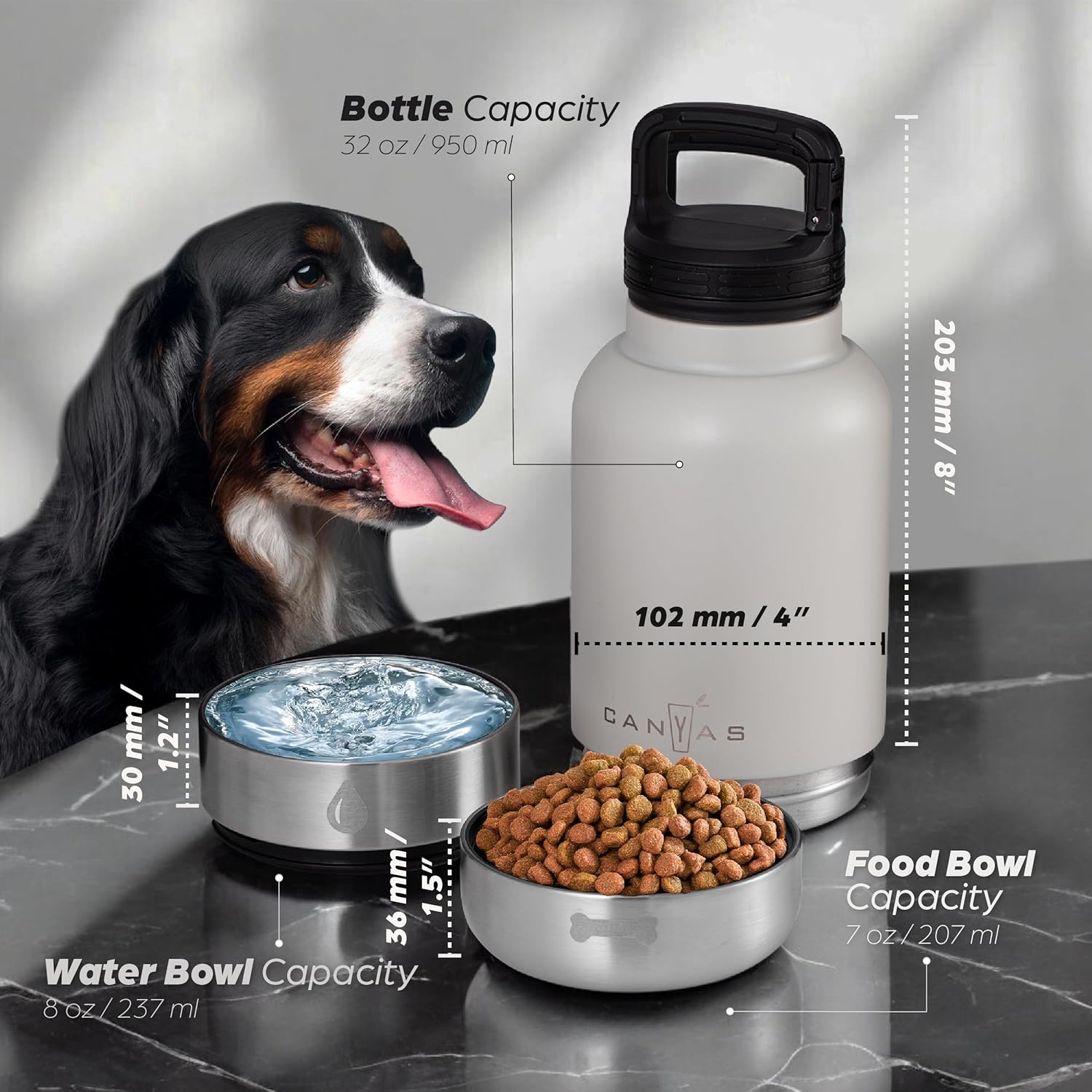 Insulated 32oz Stainless Steel Dog Water Bottle with Food & Water Bowls, Leak-Proof Pet Travel Dispenser for Dogs, Portable for Hiking, Walking, Outdoor - Happypetzone.online - Image 5