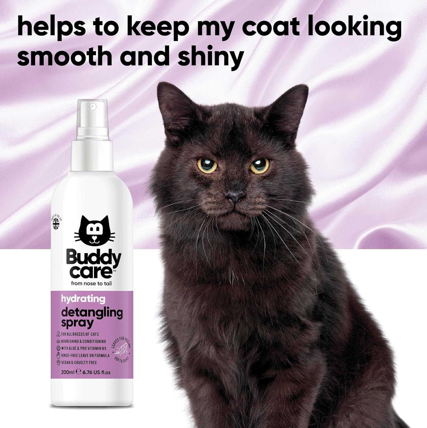 Buddycare Detangling Spray for Cats - Effective Cat Matted Fur Remover and Detangle Spray to Promote a Healthy Coat, Easily Removes Matted Hair for a Smooth and Shiny Coat - Happypetzone.online - Image 2