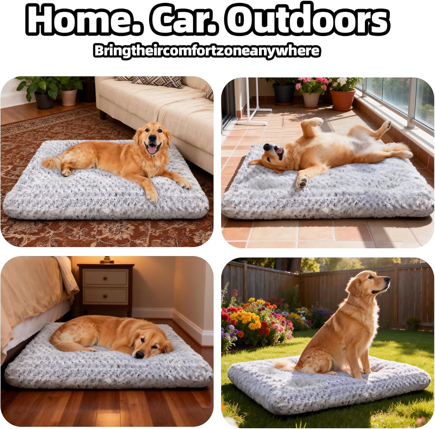 Dog Beds Large Sized Dog, Washable Durable Pet Bed, Deluxe Plush Soft & Comfortable Dog Crate Bed Pad for Large, Jumbo, Medium, Small Dogs Breeds, 35"X 23"-XL, Light Gray - Happypetzone.online - Image 4