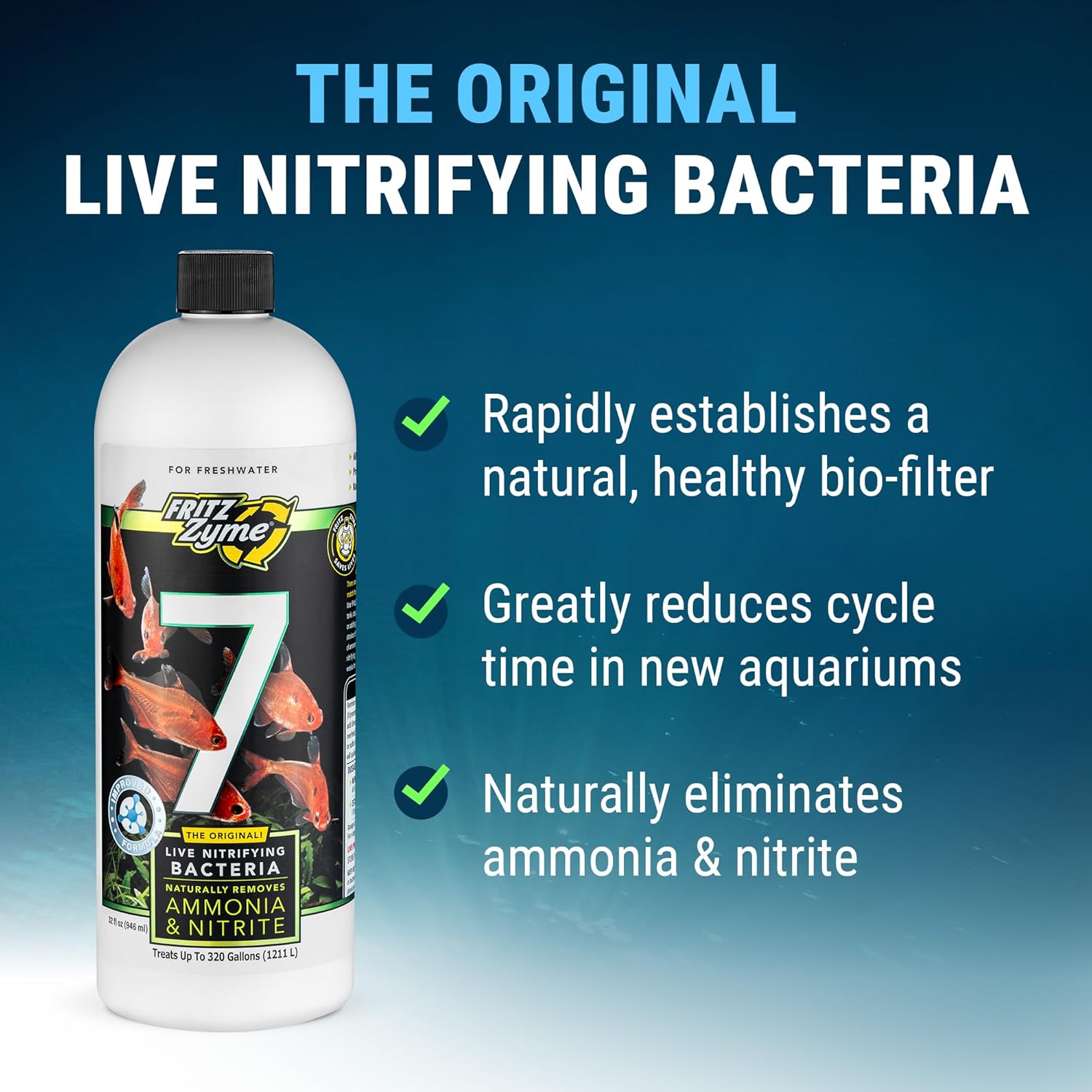 Fritz Aquatics FritzZyme 7 Live Nitrifying Bacteria Naturally Removes Amonia & Nitrite for Freshwater Fish (32-Ounce) - Happypetzone.online - Image 3