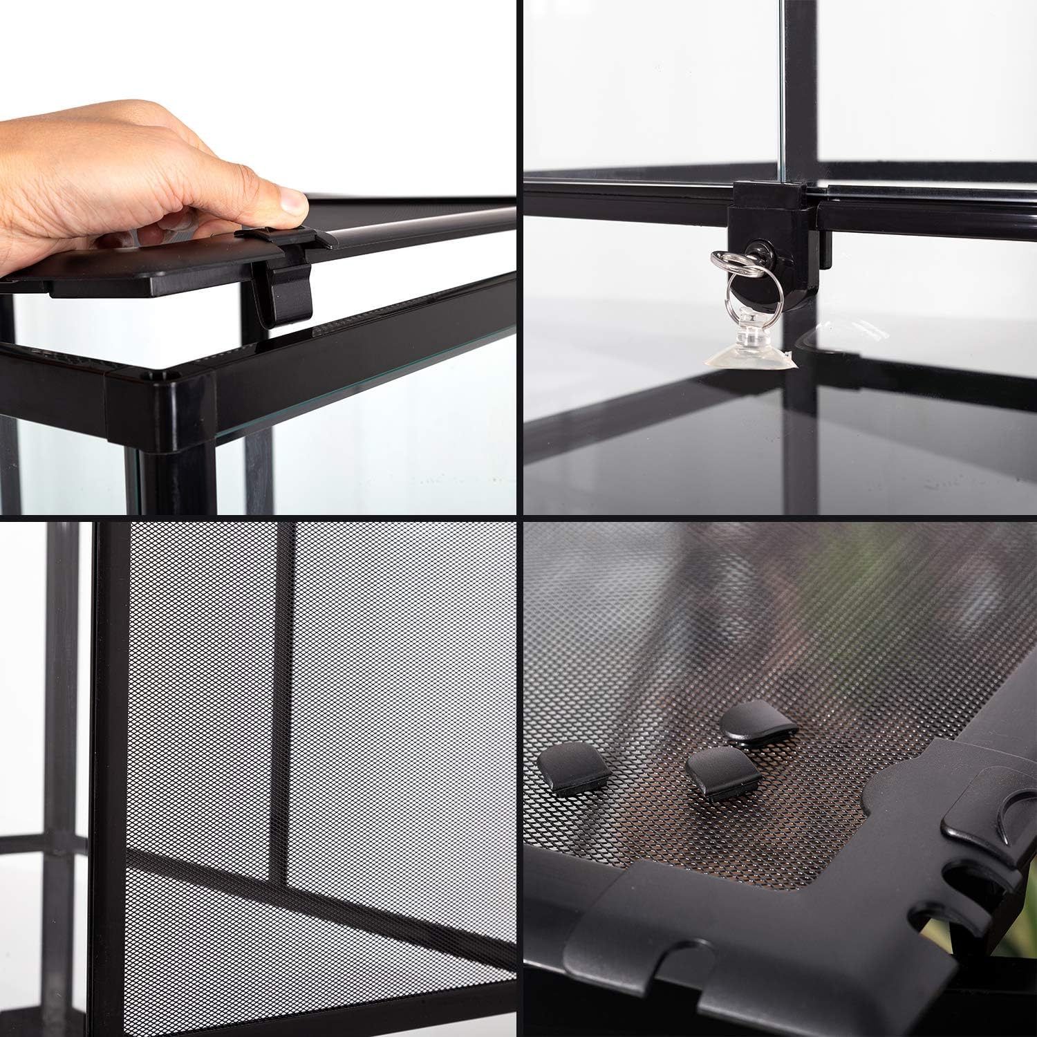 REPTI ZOO 24" x 18" x 36" Reptile Tall Glass Terrarium Rainforest Habitat Double Hinge Door with Screen Ventilation 67 Gallon Reptile Terrarium Easy Assembly - Happypetzone.online - Image 6