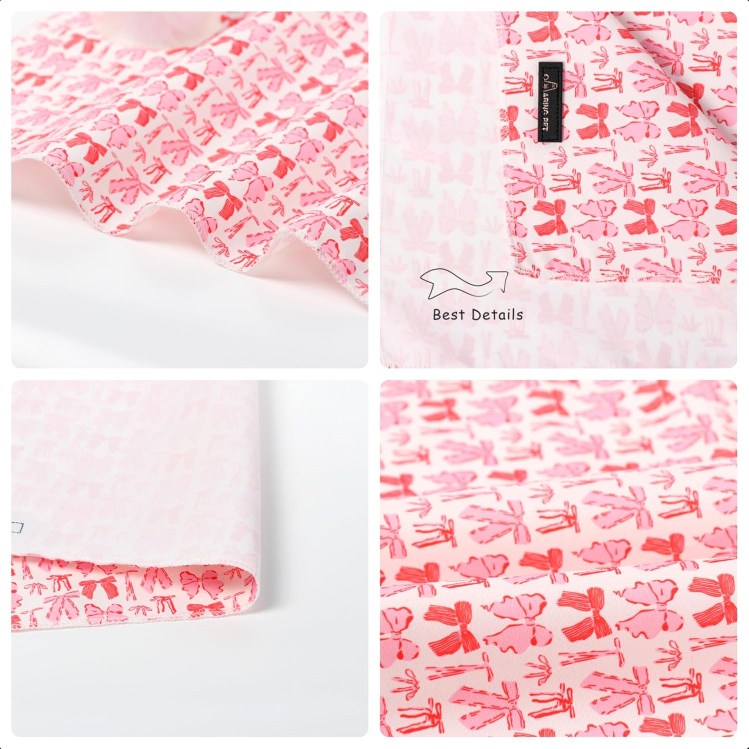 ARING PET Girl Dog Bandana, Cute Pink Bow Pet Bandanas Scarf Triangle Bibs Handkerchief for Puppy Small Medium Large Girly Dogs-L - Happypetzone.online - Image 5
