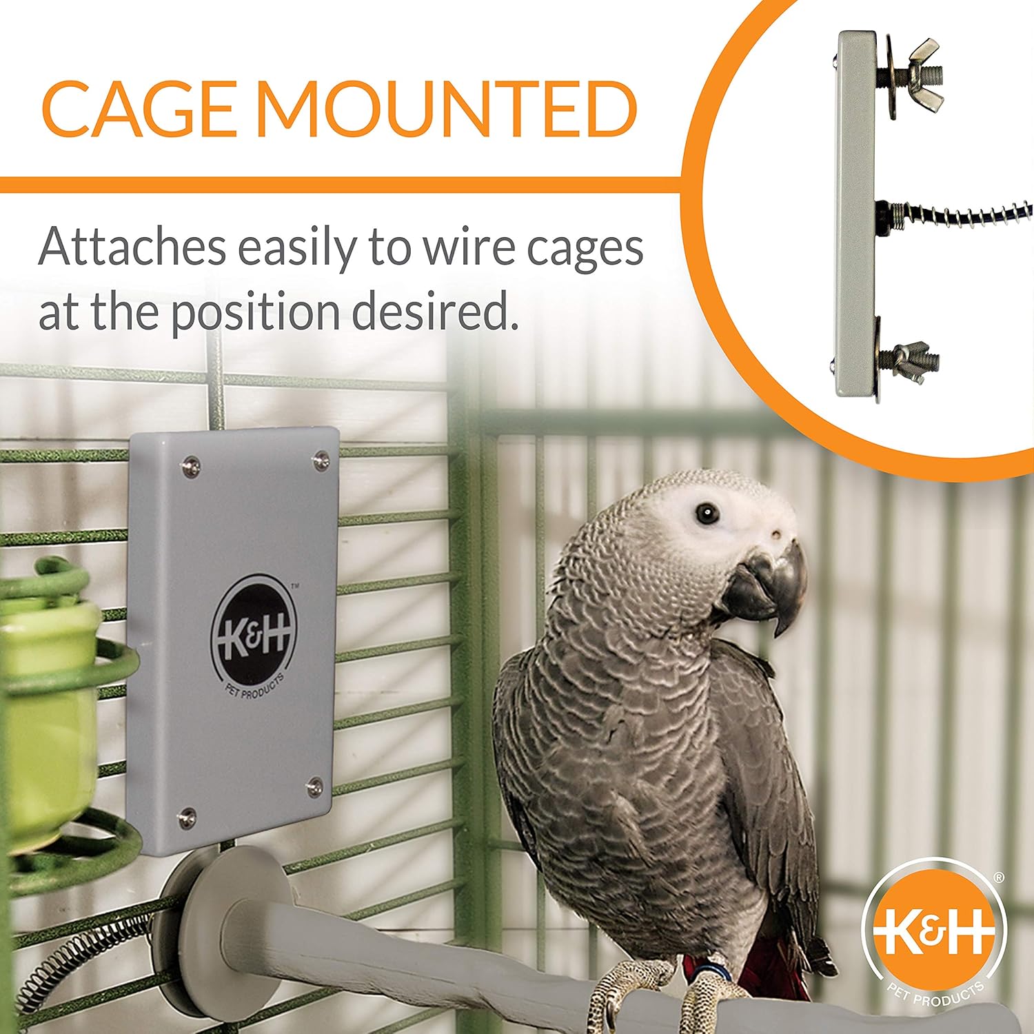K&H Pet Products Snuggle-Up Bird Cage Heater, Bird Cage Accessory, Exotic Avian Warming Panel for Small Exotics Like Parakeet, Cockatiel, Canary - Small 5 X 3in Gray 12V - Happypetzone.online - Image 4
