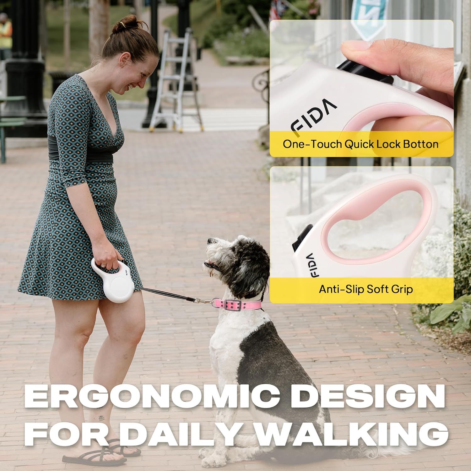 Fida Retractable Dog Leash X-Small Breed, 10 ft Durable Pet Walking Leash for Extra Small Dogs/Cats/Small Animals up to 18 lbs, 360° Tangle Free, White - Happypetzone.online - Image 5