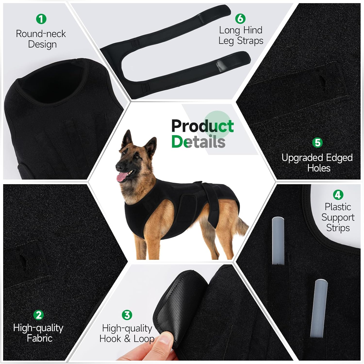 Back Brace for Dogs with Arthritis, IVDD Mobility Back Brace for Pet, Strong Dog Spine Stability Support, Breathable & Adjustable for Joint & Hip Support Senior or Less Mobile Dogs, Black L - Happypetzone.online - Image 2