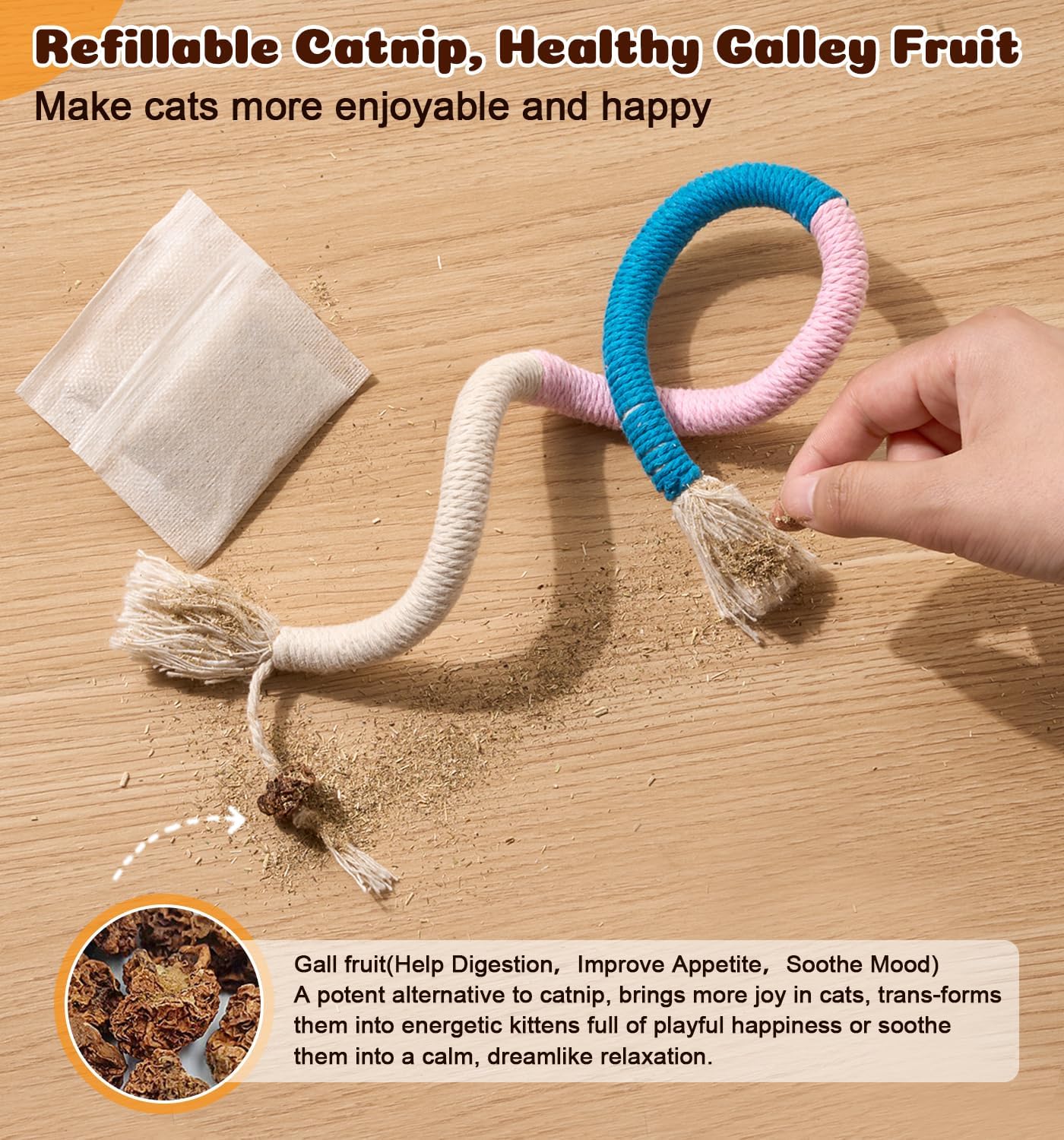 Cat Chew Ropes 4Pcs, Cat Toys for Indoor Cats with Refillable Natural Catnip, Safe Teeth Cleaning Chew Toys, Interactive Kitten Nip Toys and All Breeds (19.5 Inches) - Happypetzone.online - Image 5