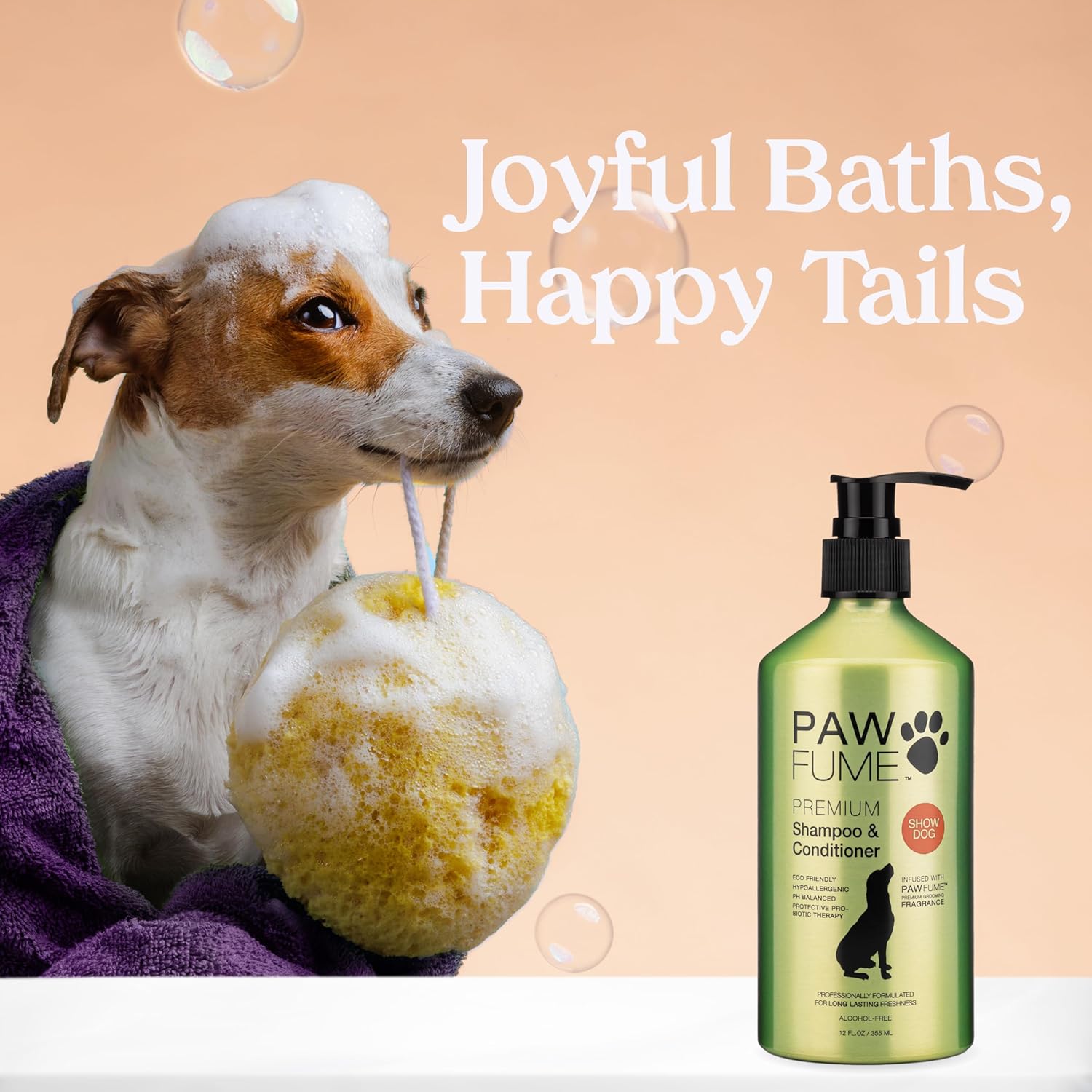 PAWFUME Deshedding Dog Shampoo and Conditioner, Show Dog, 1-Pack – Nourish & Detangle for Silky Soft Coat – Probiotic, Deep-Cleaning, pH-Balanced Formula – Salon-Quality Shampoo for Dogs - Happypetzone.online - Image 2