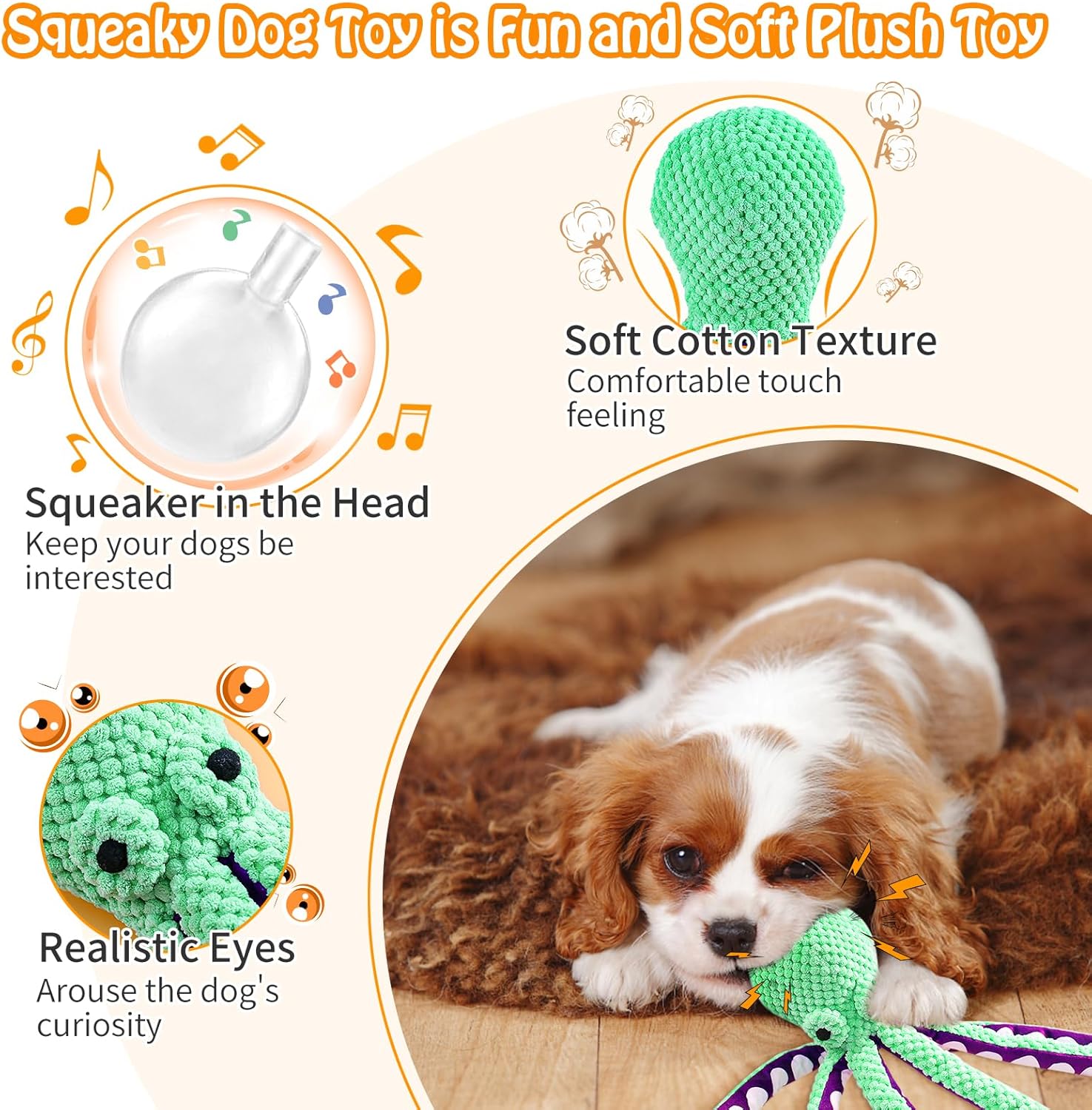 Fuufome Large Squeaky Dog Toys- Plush Dog Toys with Soft Fabric for Small, Medium, and Large Dogs Daily Companionship, Training Reward Gift - Happypetzone.online - Image 3