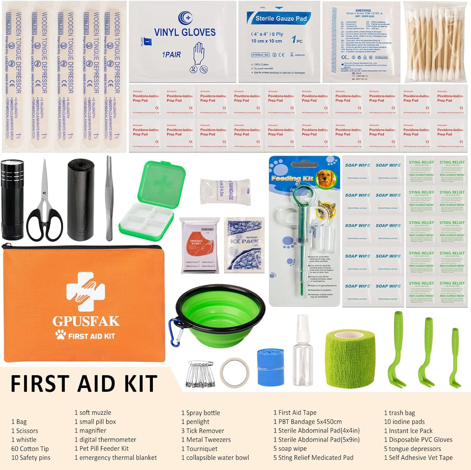 Pet First Aid Kit for Dogs & Cats - Dog First Aid Kit Pet Emergency Kit with First Aid Supplies for Home Camping Hiking Traveling - Happypetzone.online - Image 2