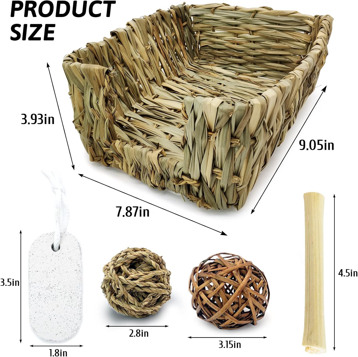 Hamiledyi Rabbit Grass Bed for Bunny, 12 Pcs Pet Bunny Chew Toys Natural Hand-Made Woven Hay Mat Hamster Grass Basket Small Animals Bedding for Guinea Pig Chinchilla Ferret Gerbil Rat - Happypetzone.online - Image 6