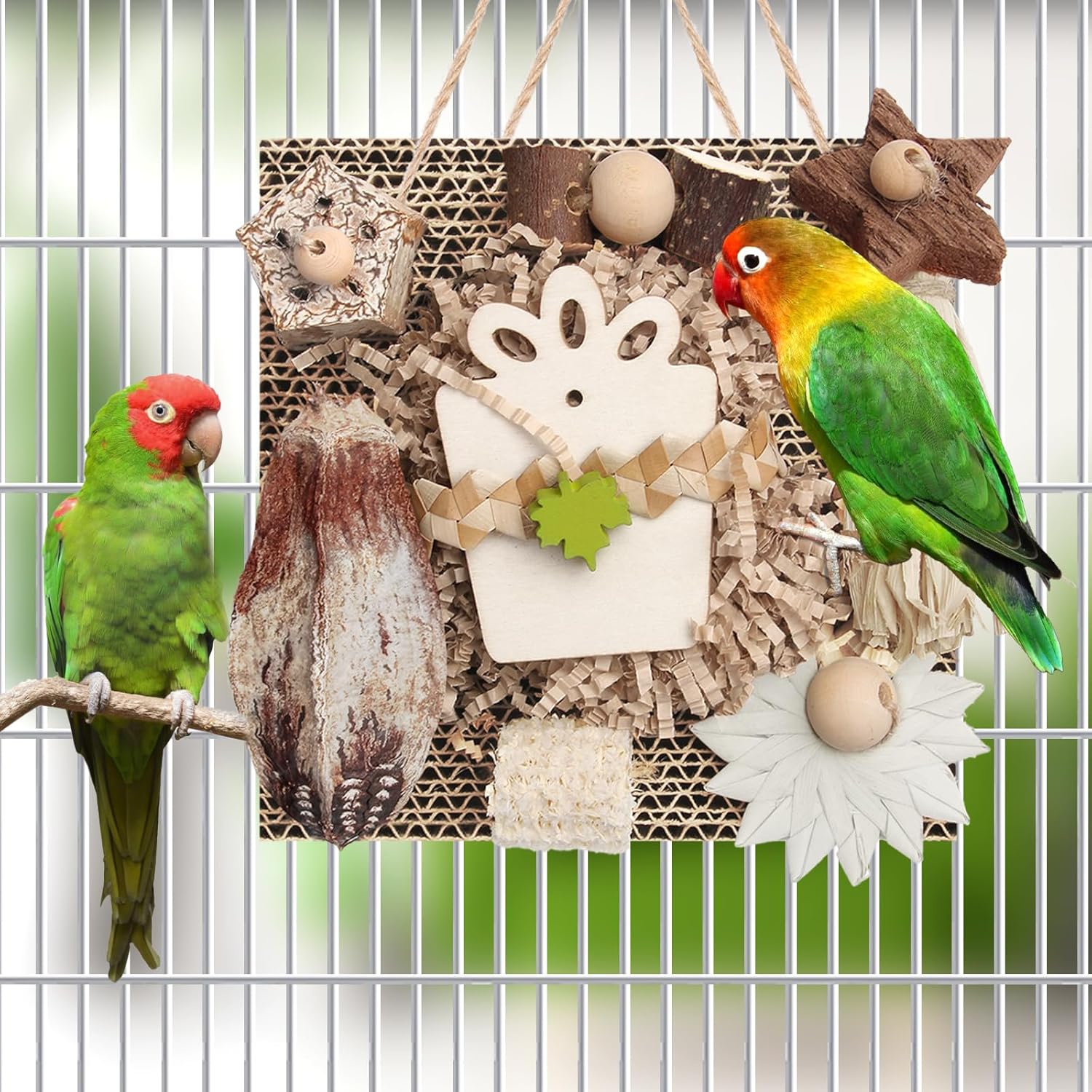 Kyouki Bird Toys, Parakeet Toys, Parrot Toy, Conure Hanging Chewable Cardboard Foraging Suitable for Budgies, Cockatiels, Lovebirds, Sun Conures - and Other Small/Medium Parrots (Medium) - Happypetzone.online - Image 6