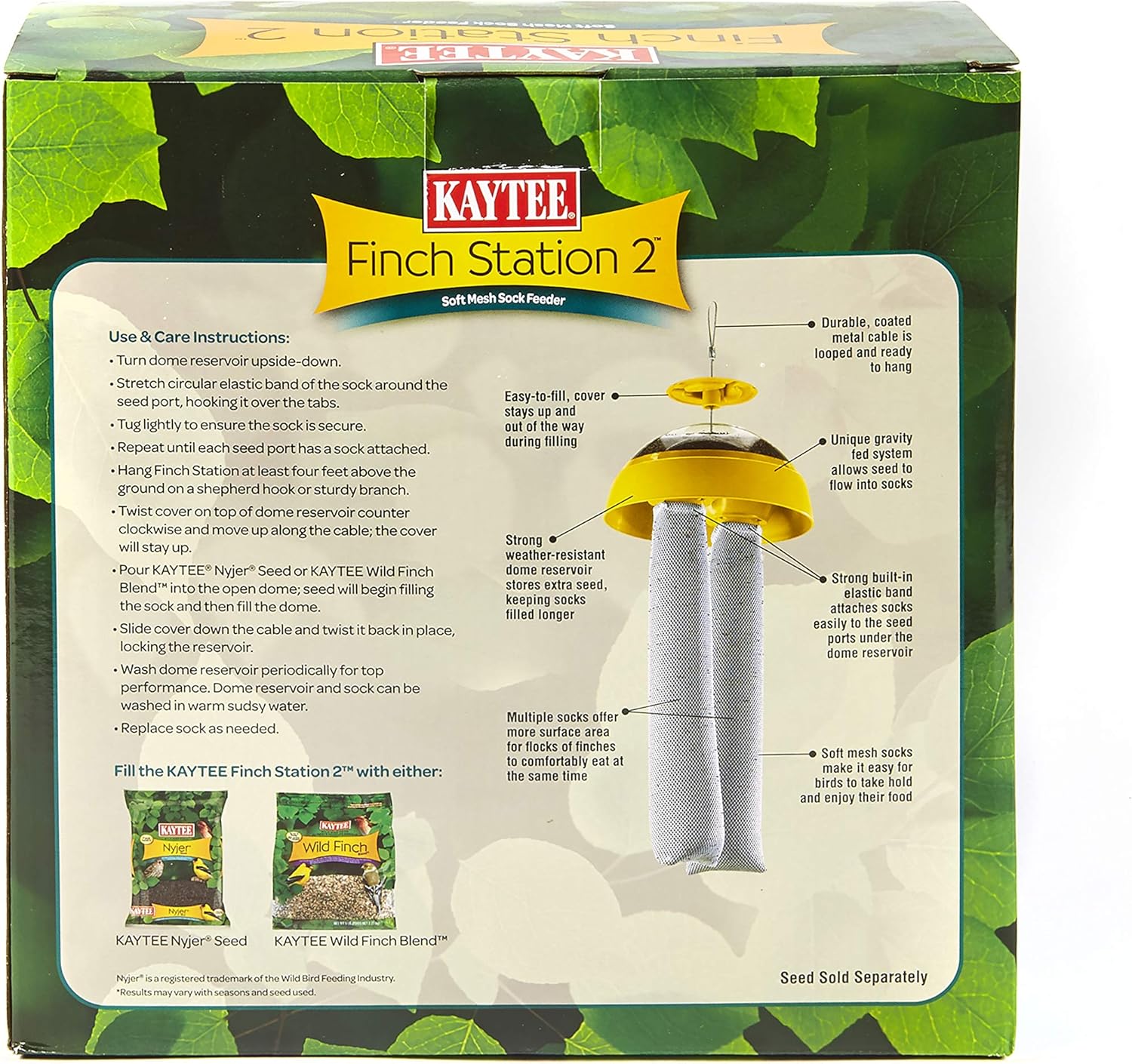 Kaytee Wild Bird Finch Station 2 Soft Mesh Sock Feeder, Includes, Yellow, 4 Socks - Happypetzone.online - Image 2