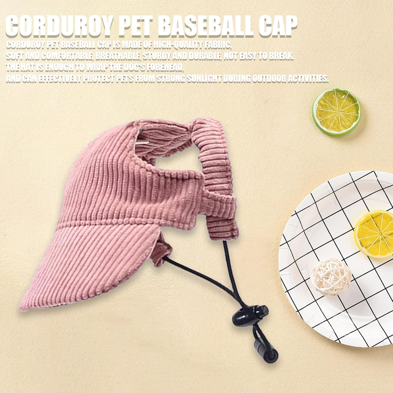 Dog Baseball Cap, Dog Cat Summer Beach Visor Hat with Ear Holes, Adjustable Puppy Sunbonnet Headdress (Pink, Medium) - Happypetzone.online - Image 2