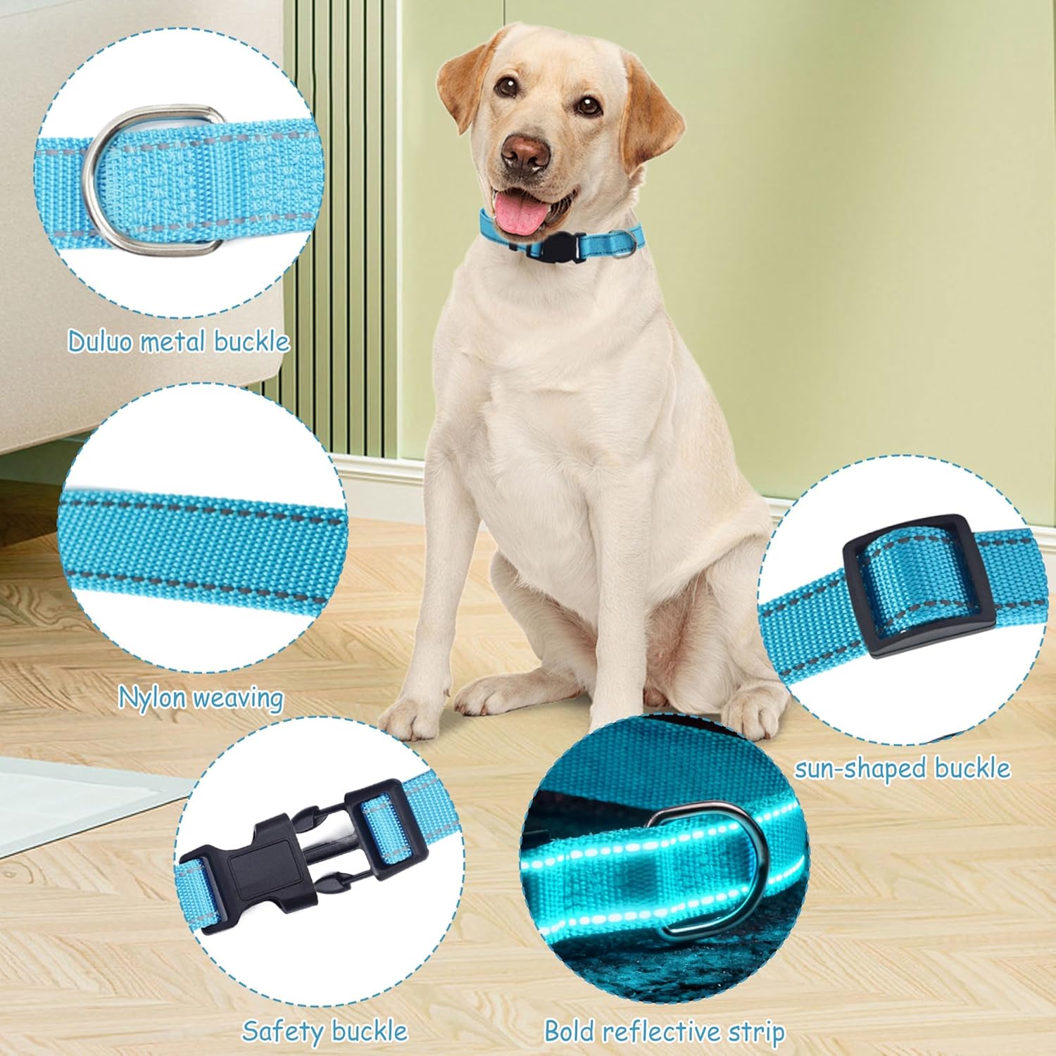 30 Pcs Reflective Dog Collar Bulk Adjustable Nylon Puppy Collar for Small Medium Girl and Boy Dogs Large Dogs Multiple Pet with Quick Release Buckle for PET Travel Walk Daily (Medium, 10 Colors) - Happypetzone.online - Image 3