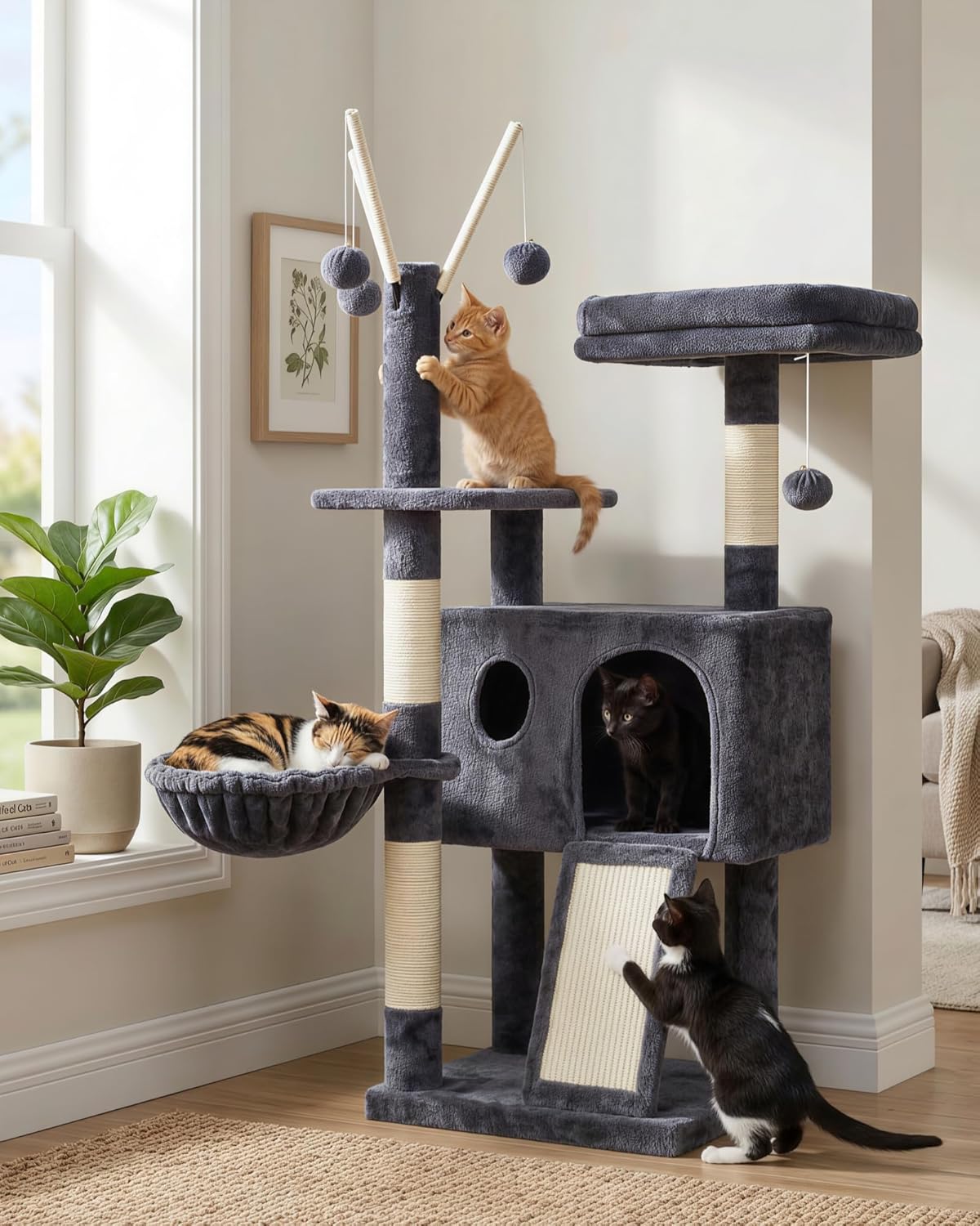 cat tree with toys
