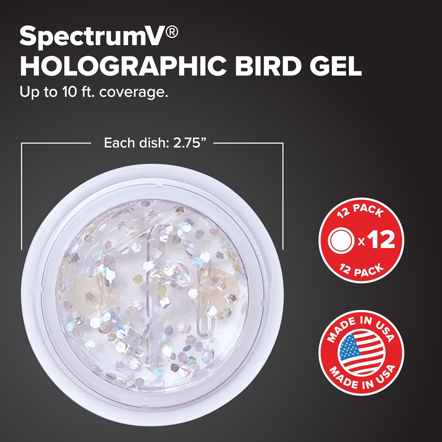 Bird B Gone - SpectrumV Holographic Bird Gel - Bird Repellent Gel - Repels Birds - Protect Edges, Ledges, Rooftops, Etc - UV Protected & Humane - Easy to Install Dishes - 12 Pack - Happypetzone.online - Image 4