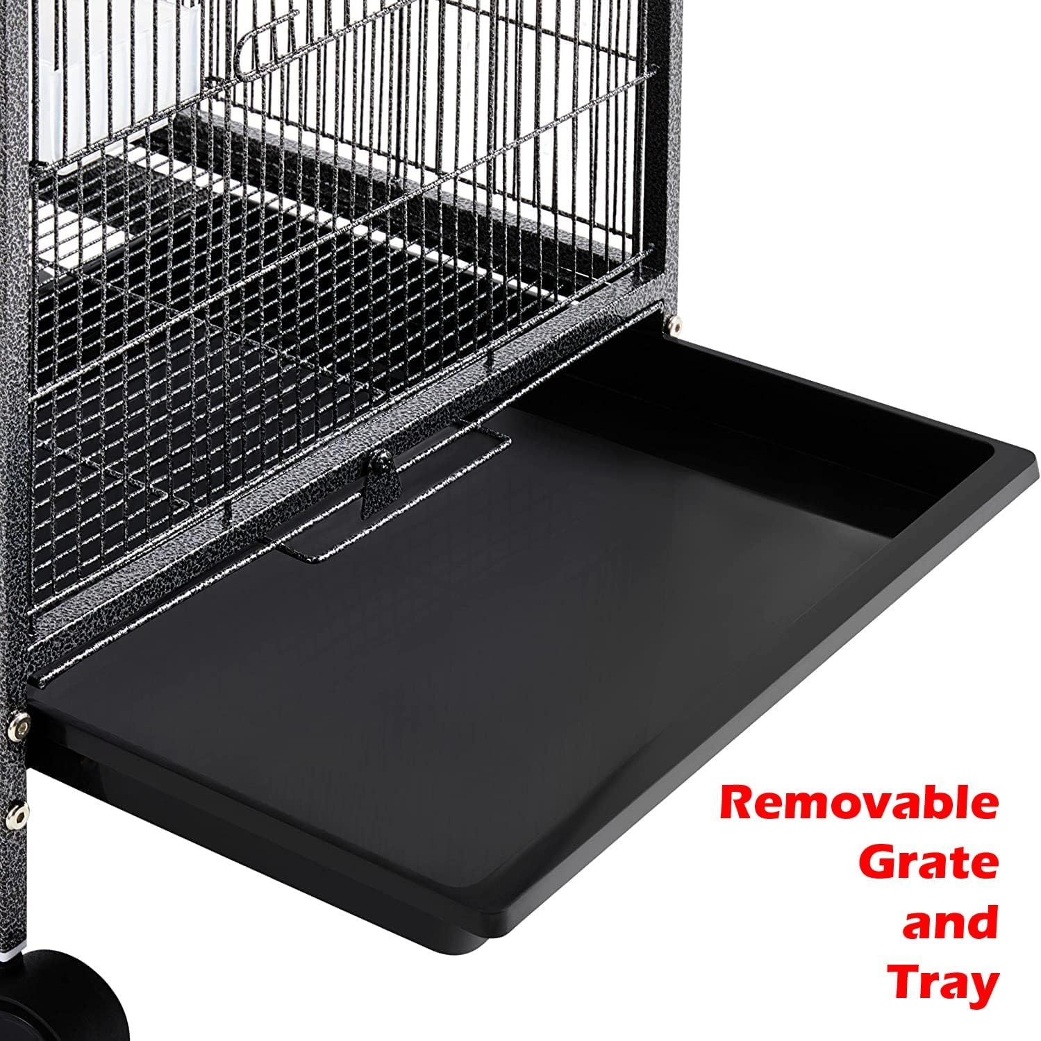 36-Inch Deluxe Sturdy Wrought Iron Bird Flight Open Play Top Cage with Rolling Stand for Parrots Conure Lovebird Cockatiel - Happypetzone.online - Image 3