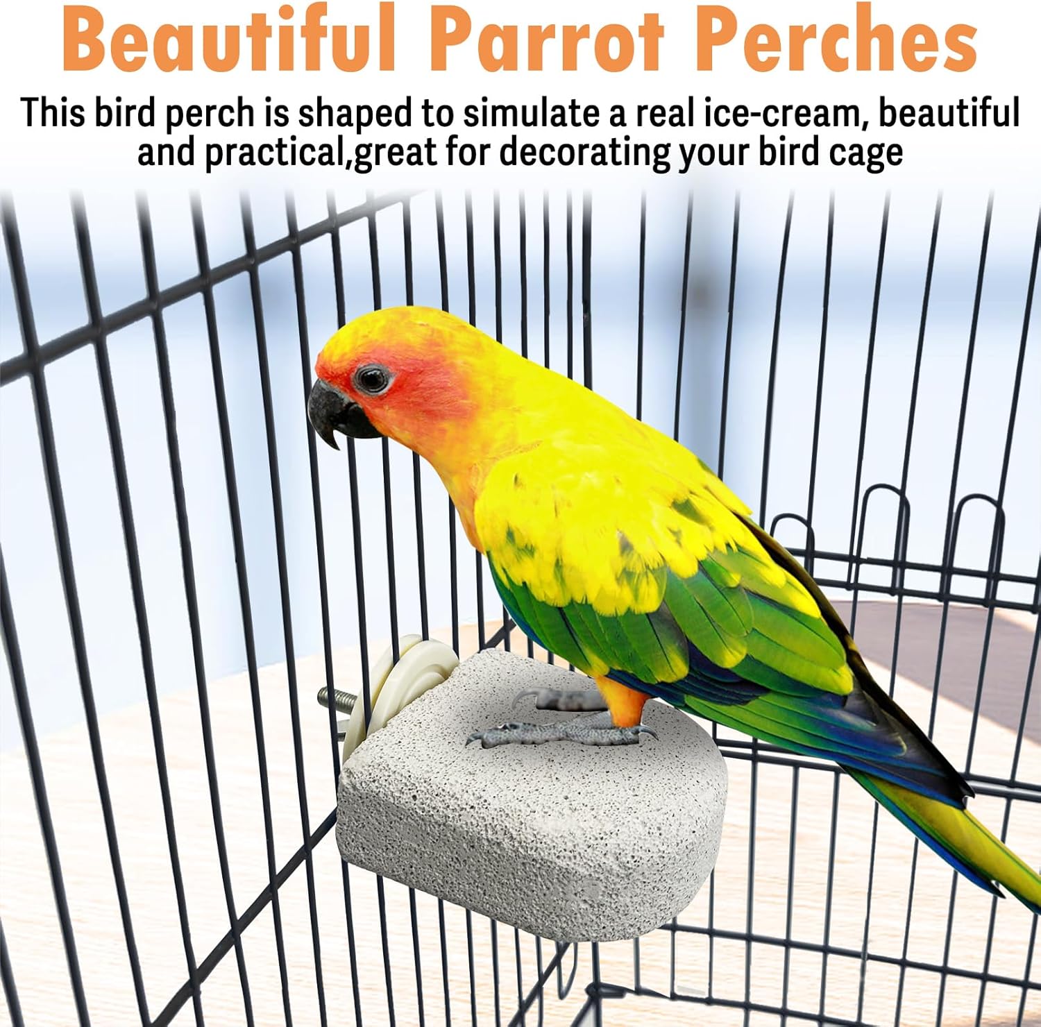 PINVNBY 4 PCS Bird Perch Stands Parrot Calcium Perch Beak Grinding Stone Foot Claws Trimmer Parakeet Platform Parrot Chewing Toys for Small Medium Cockatiel Conure Lovebird Finch - Happypetzone.online - Image 7