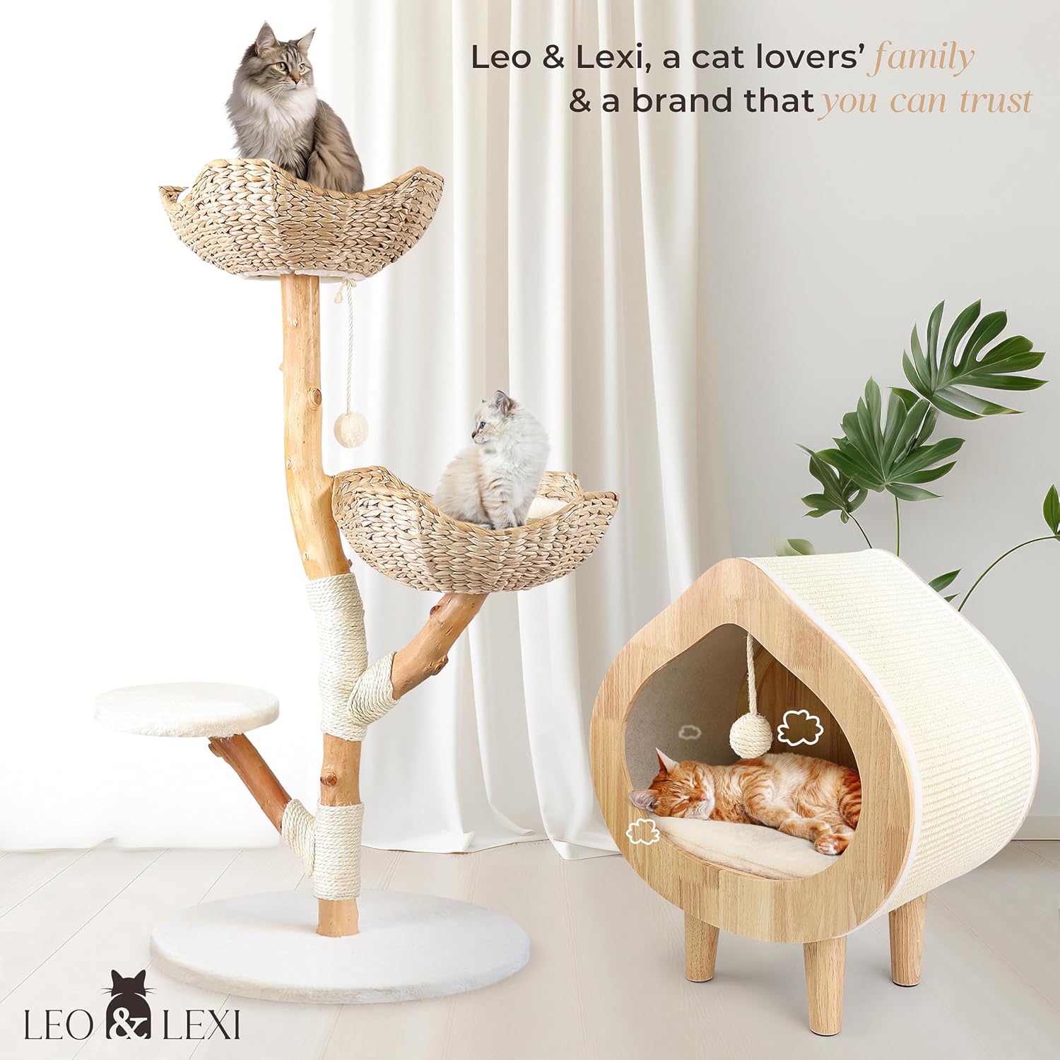 Unique Modern Cat Bed for Indoor Cats, House with Scratching Wall, Cozy Cave for Hideout, Cute Kitty Condo for Sleeping, Luxury Cat Beds & Furniture - Happypetzone.online - Image 4