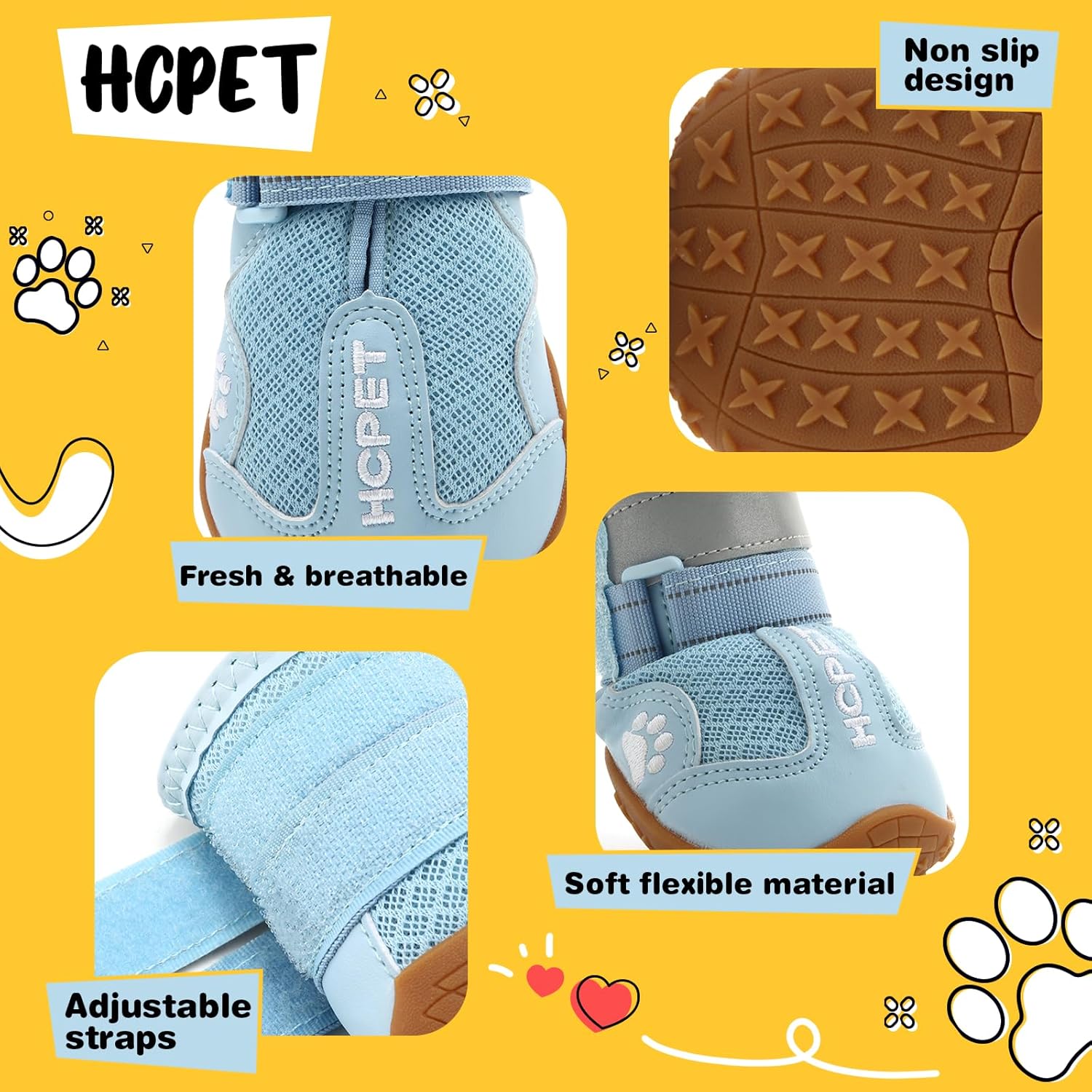 Hcpet Dog Boots, Dog Shoes for Large Dogs, Medium Dog Boots & Paw Protectors, Anti-Slip Dog Booties for Hot Pavement Winter Snow Hiking with Reflective Straps Blue Size 5 - Happypetzone.online - Image 5